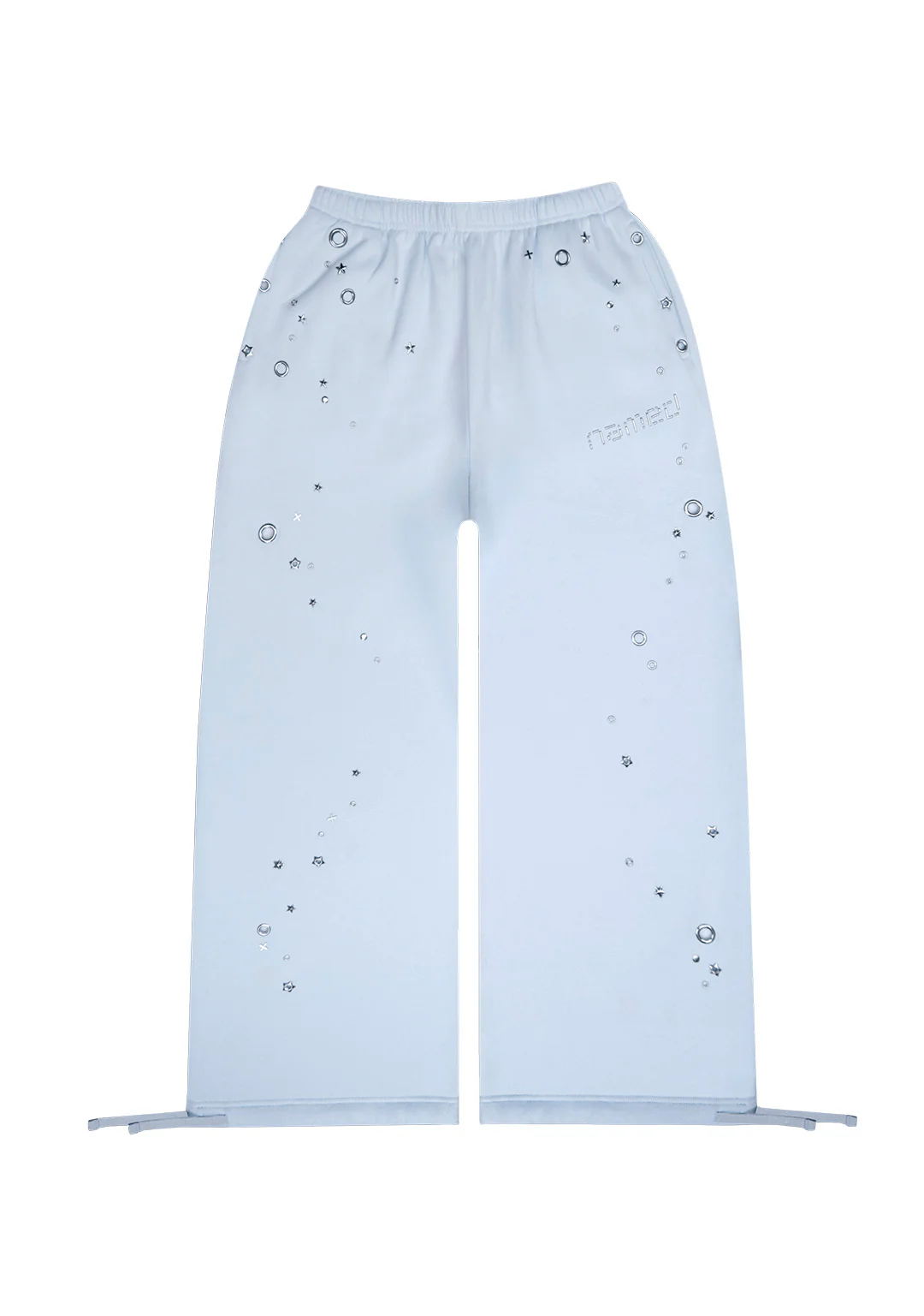 GLITCH EYELET OVERSIZED SWEATPANTS BABY BLUE