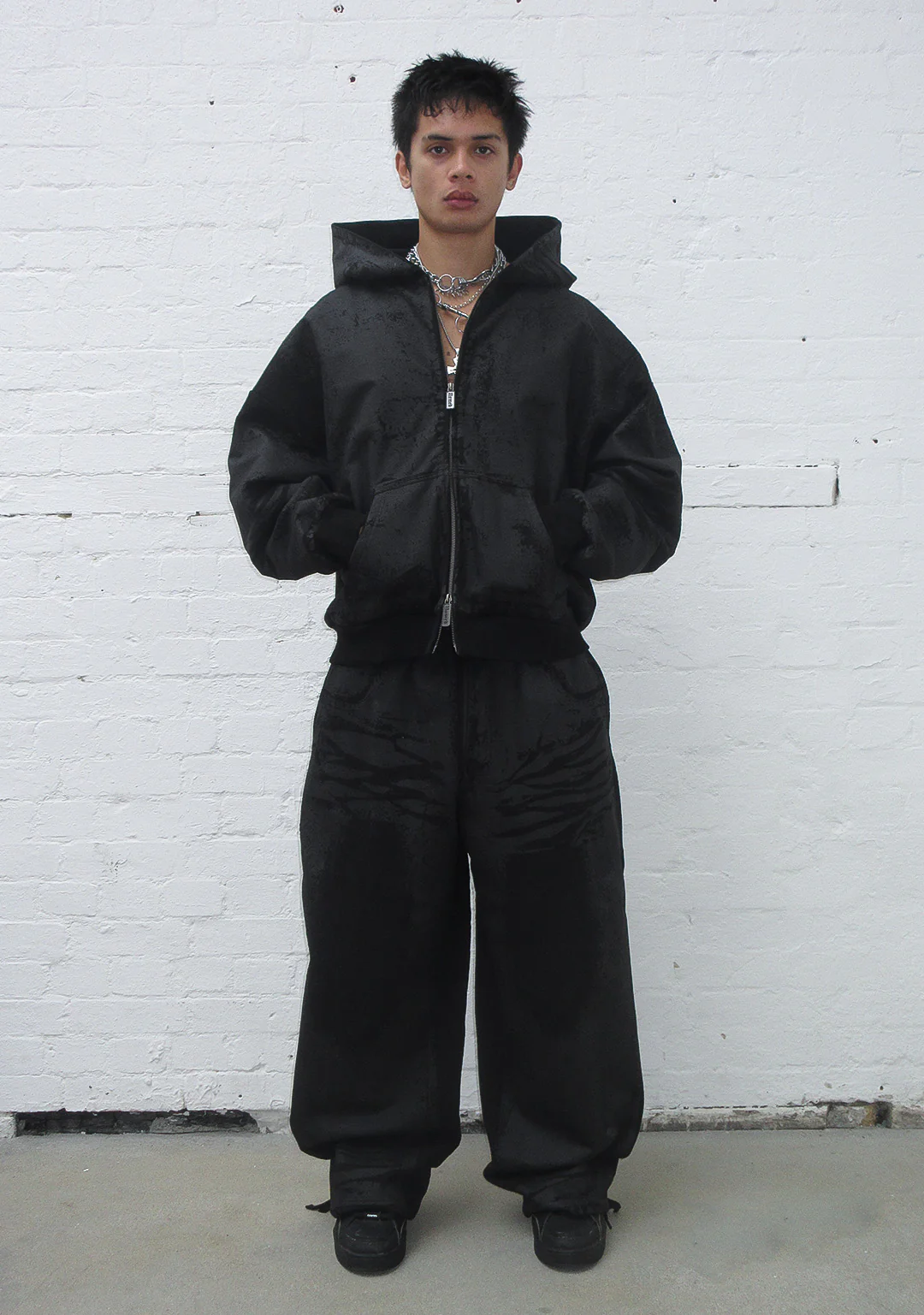 FAITHFUL LEATHER EFFECT OVERSIZED SWEATPANTS BLACK