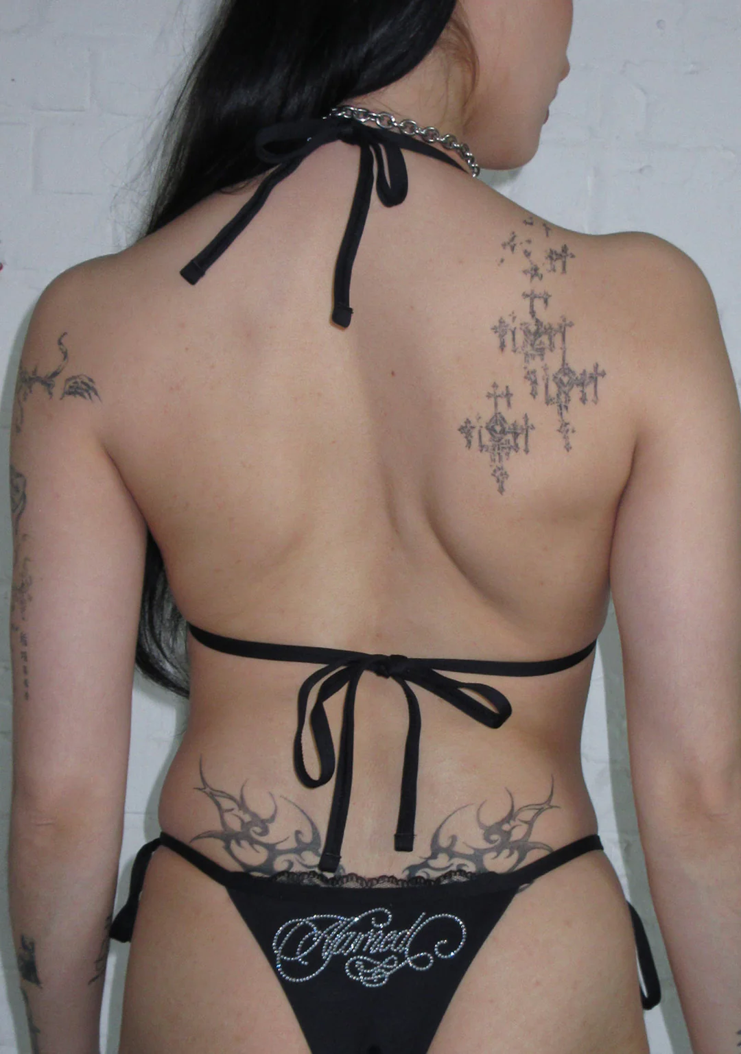 ENEMY RHINESTONE BIKINI BOTTOMS BLACK