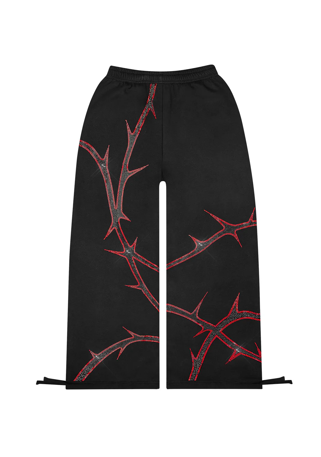 THORN RHINESTONE SWEATPANTS BLACK AND RED