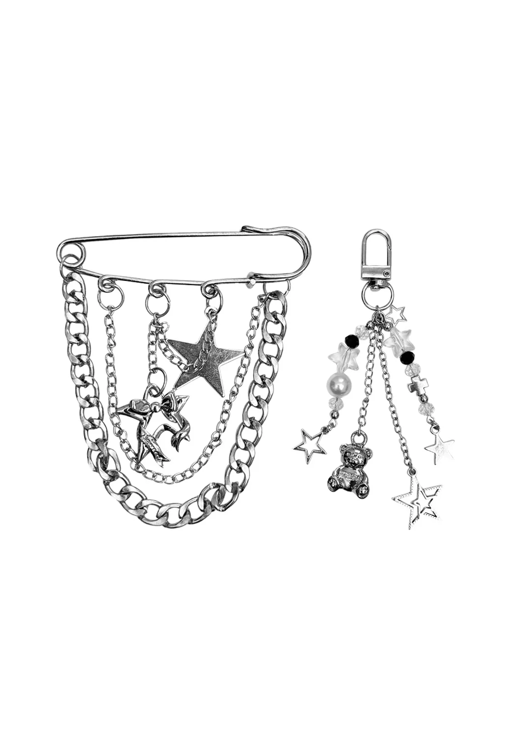 GLITCH CHARM CARABINER PIN SET SILVER