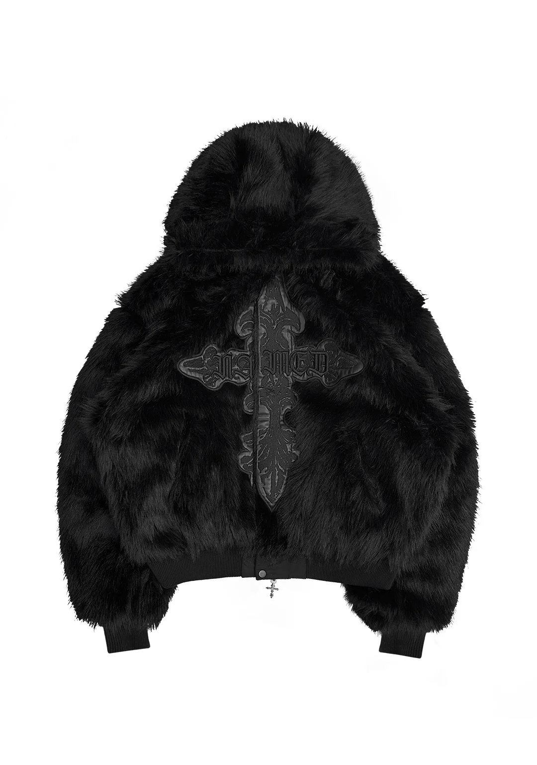 FERAL FAUX FUR REVERSIBLE BOMBER JACKET BLACK