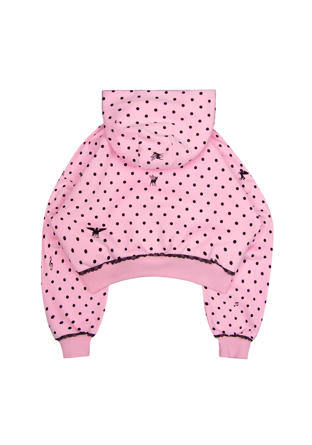 NOVA POLKA DOT CROP ZIP HOODIE BABY PINK