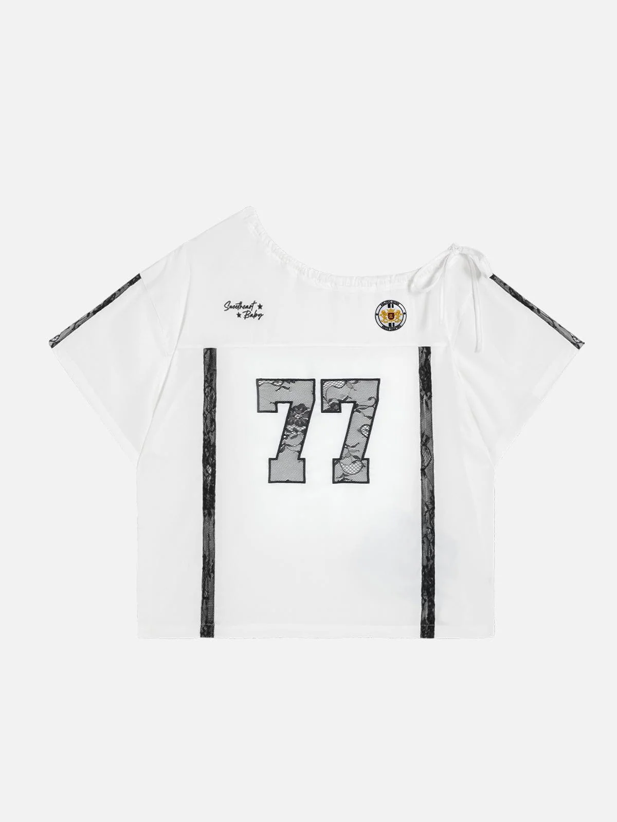 Aelfric Eden Lace Patchwork Off Shoulder Tee