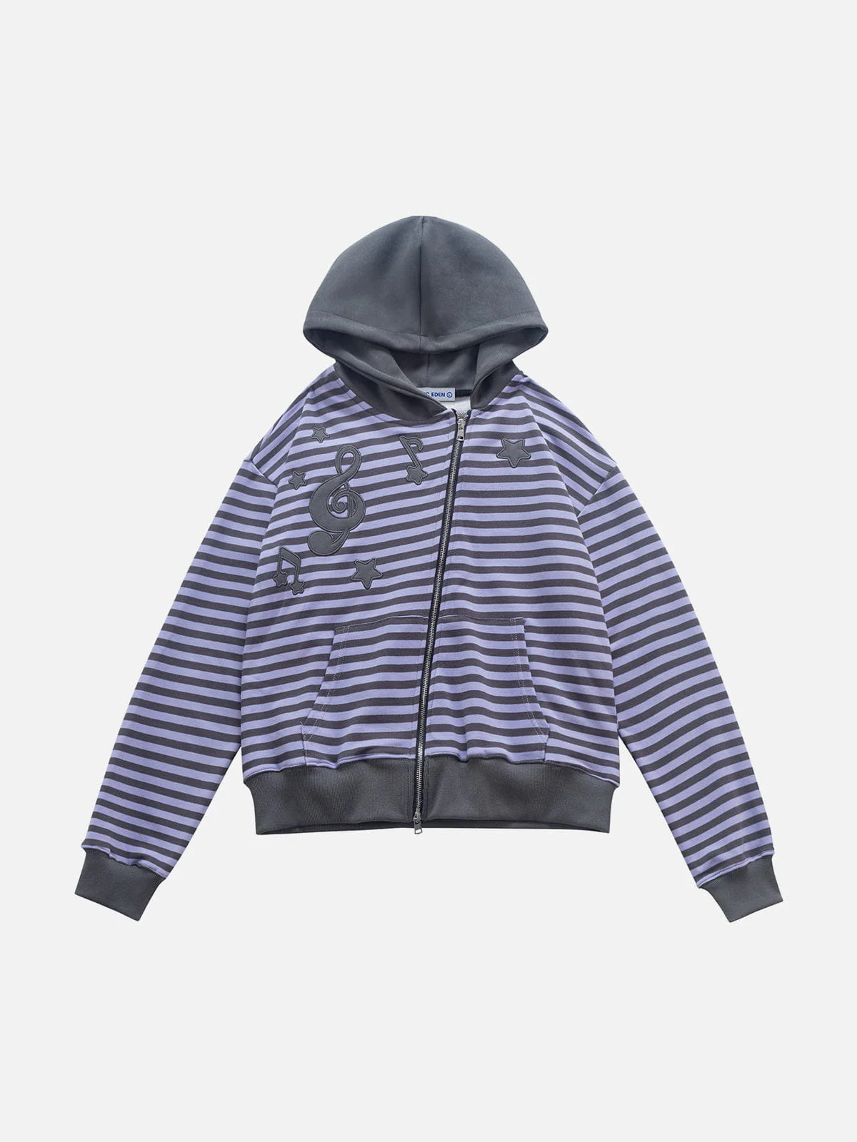 Aelfric Eden Boxy Striped Asymmetric Zip Up Hoodie