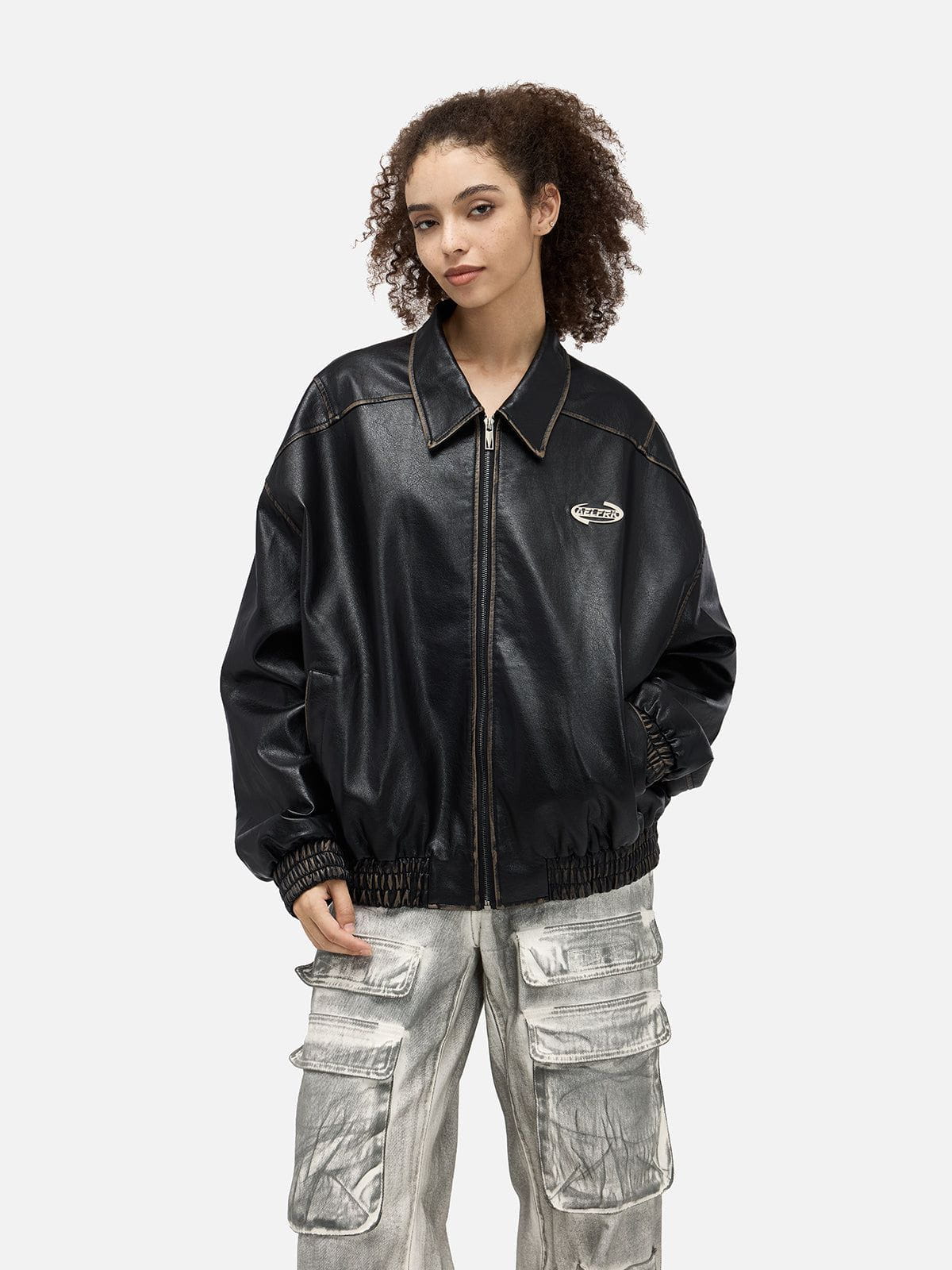 Aelfric Eden Faux Leather Cropped Jacket