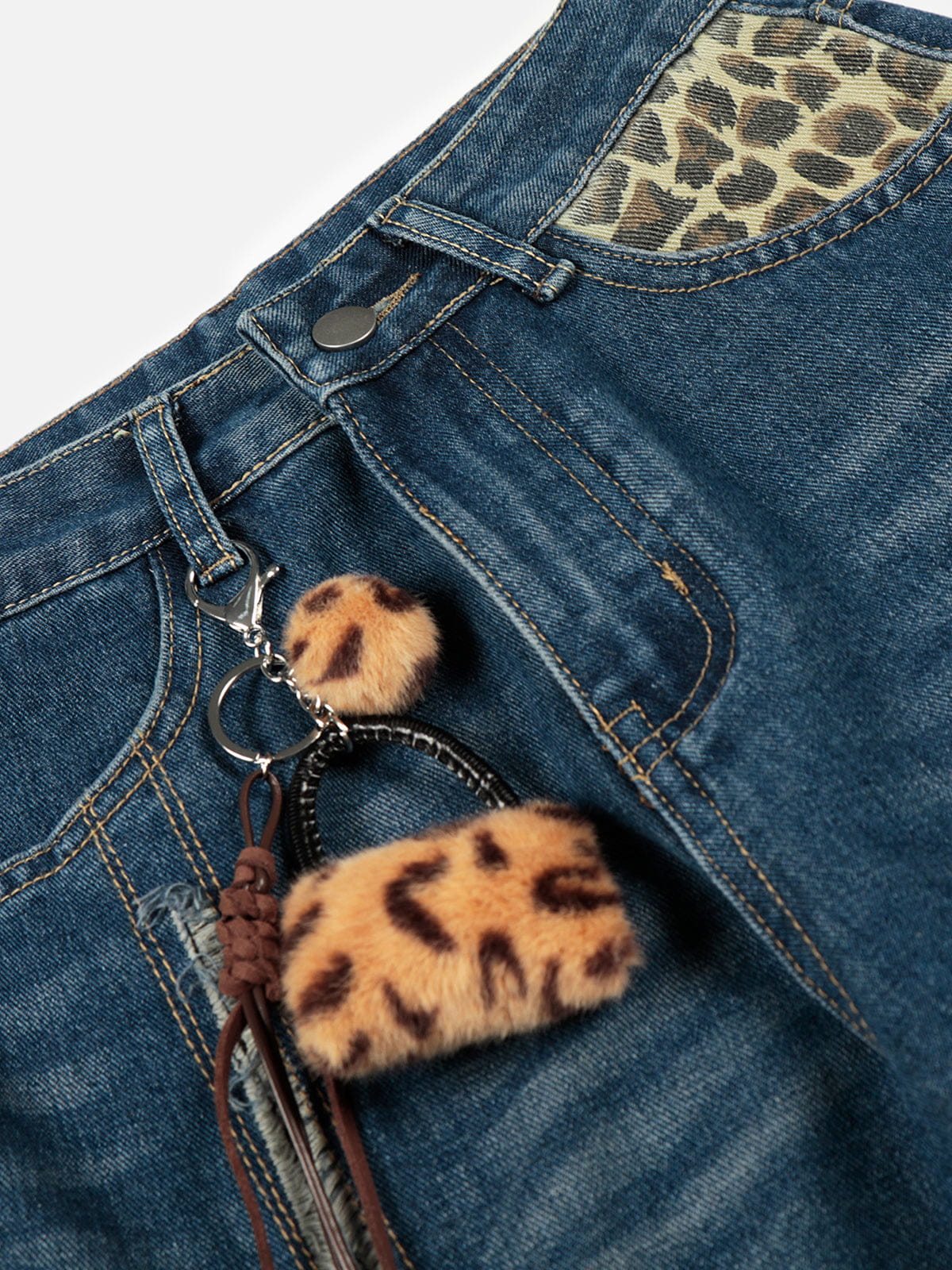 Aelfric Eden Leopard Fringe Baggy Jeans