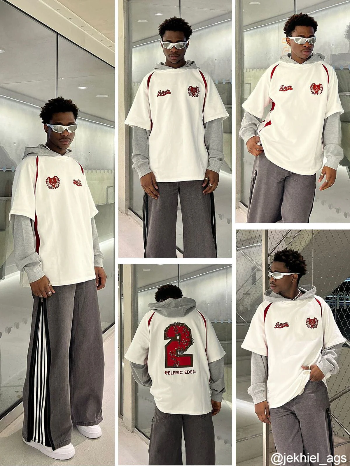 Aelfric Eden Patchwork Layered Pullover Hoodie