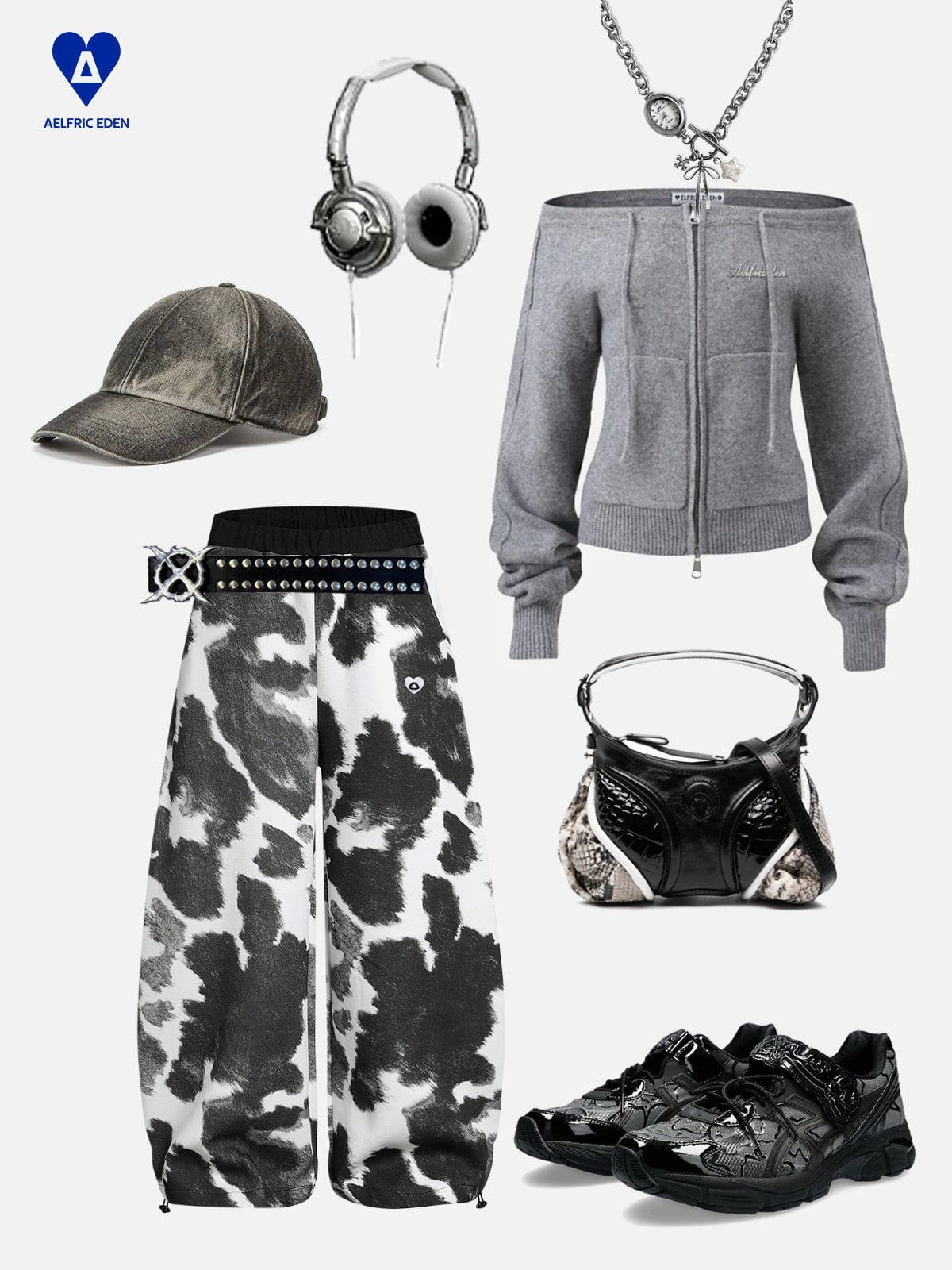 Aelfric Eden Cow Texture Baggy Barrel Sweatpants