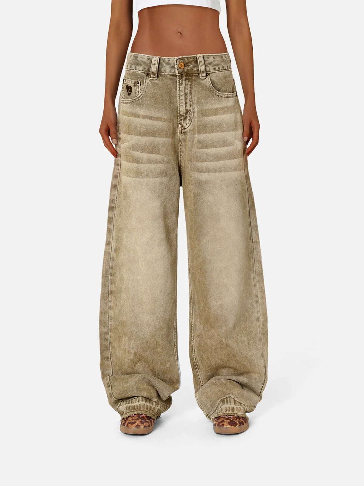 Aelfric Eden Baggy Brown Washed Jeans