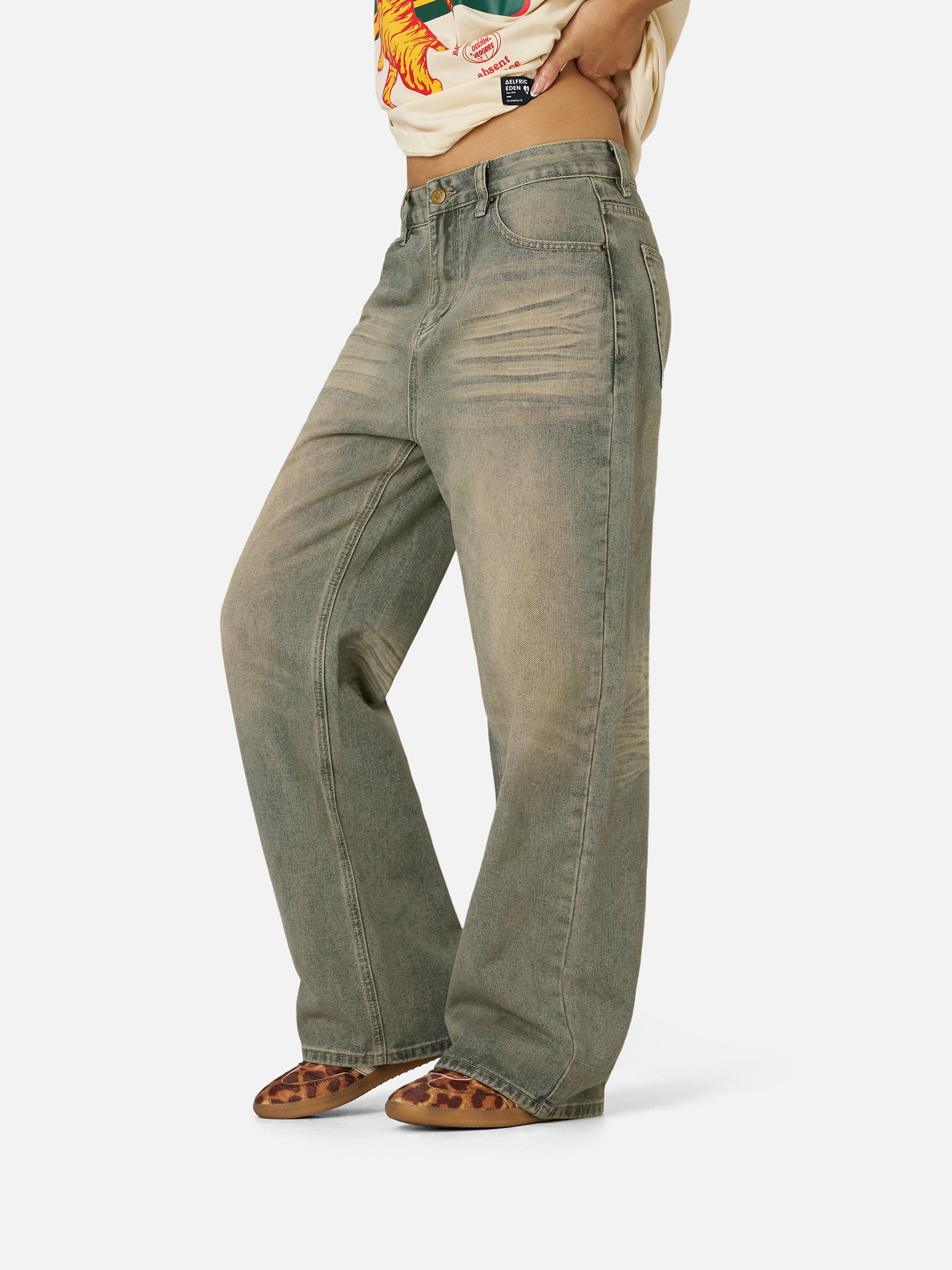 Aelfric Eden Baggy Mud Dyeing Jeans