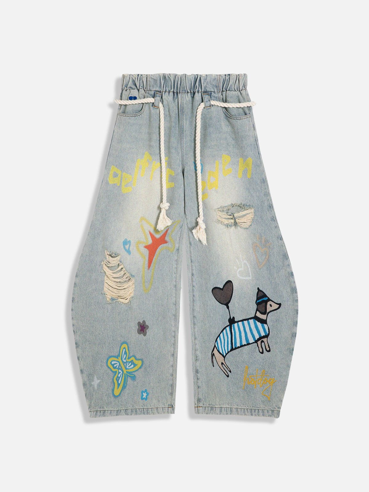 Aelfric Eden Cartoon Graphic Super Baggy Barrel Jeans