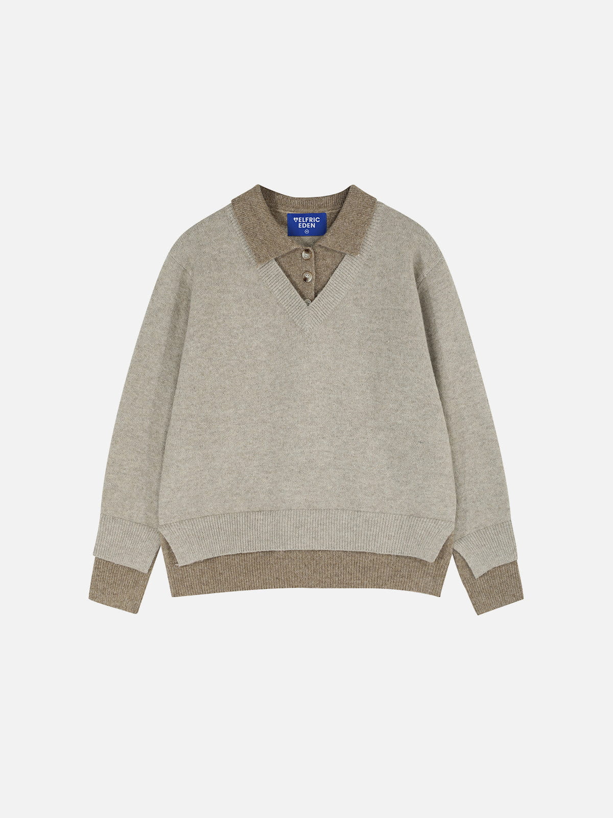 Aelfric Eden Faux-Layered Polo Collar Knit Sweater