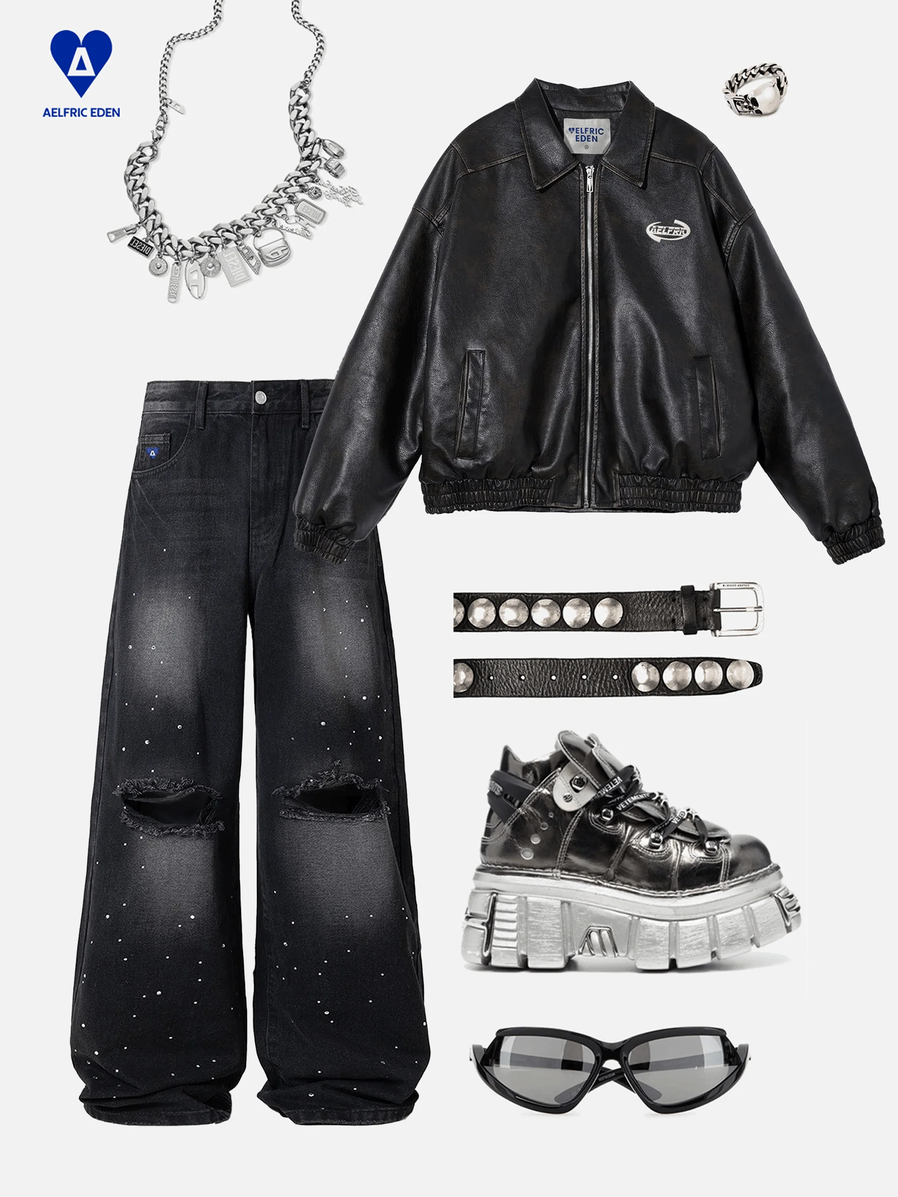 Aelfric Eden Rhinestone Baggy Jeans