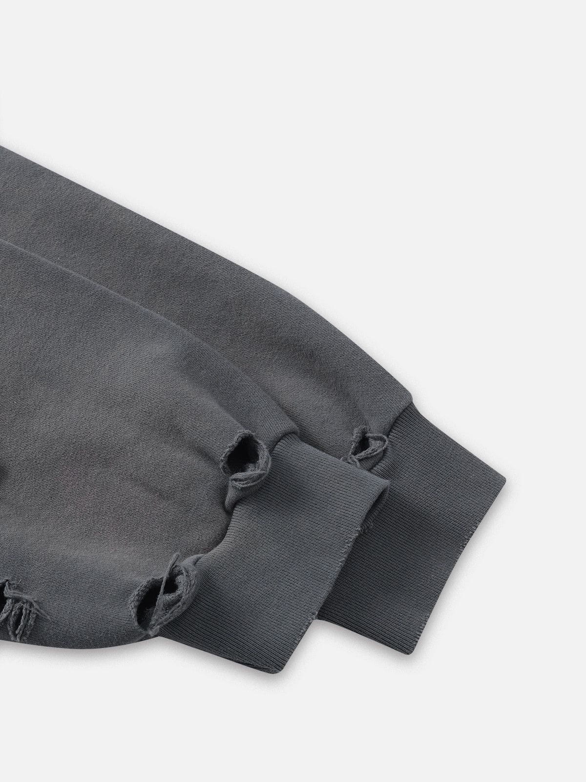 Aelfric Eden Oversized Distressed Zip-Up Hoodie