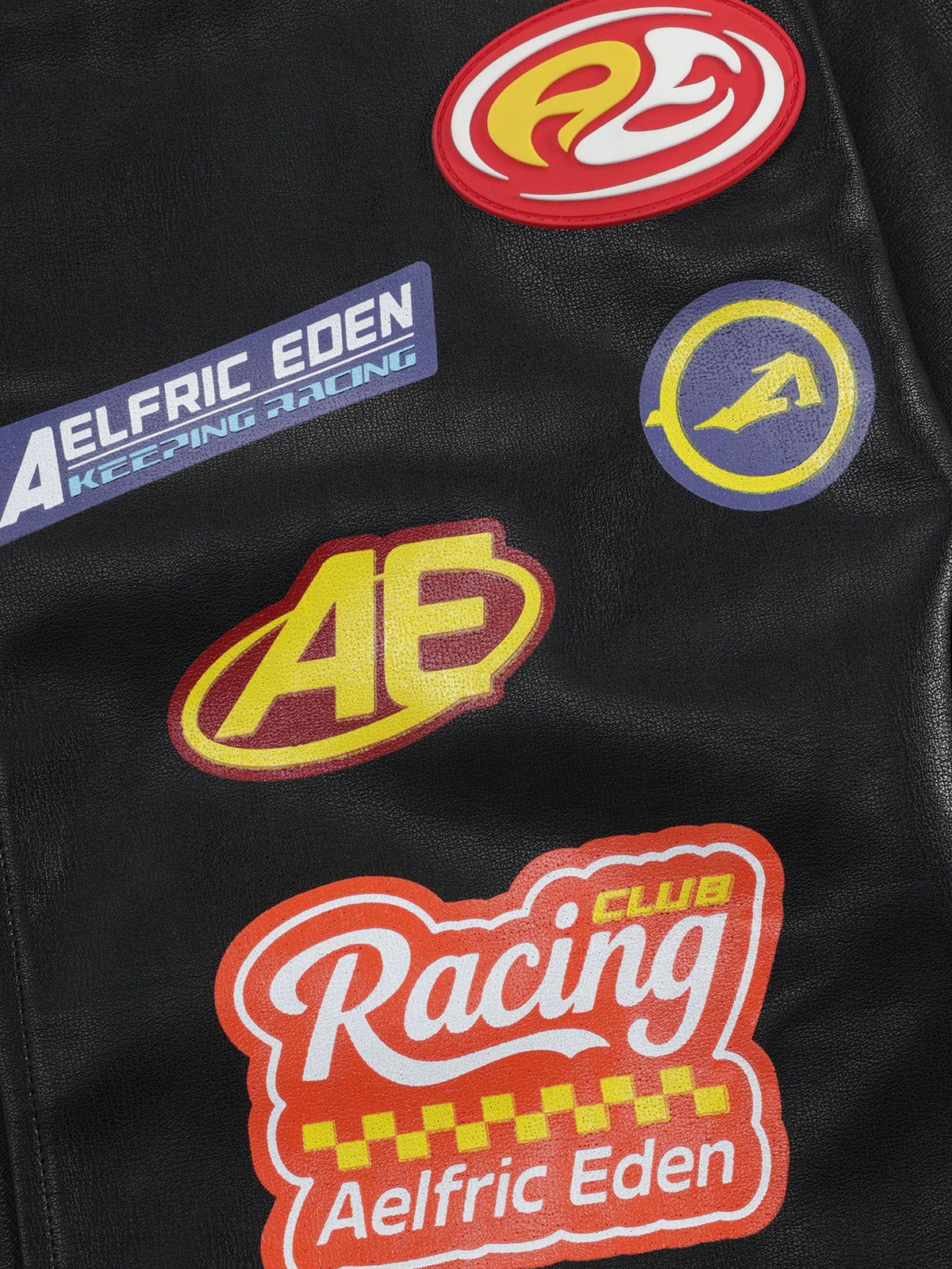 [Pre-Order] Aelfric Eden Racing Logo Patches Faux Leather Jacket