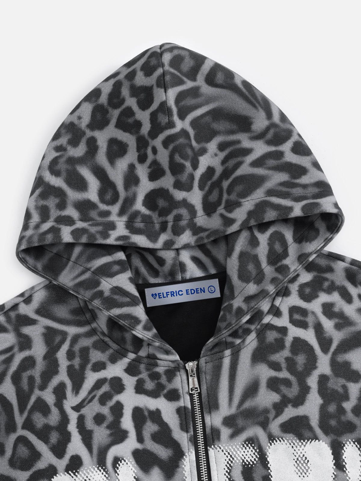 Aelfric Eden Leopard Graffiti Boxy Zip Up Hoodie