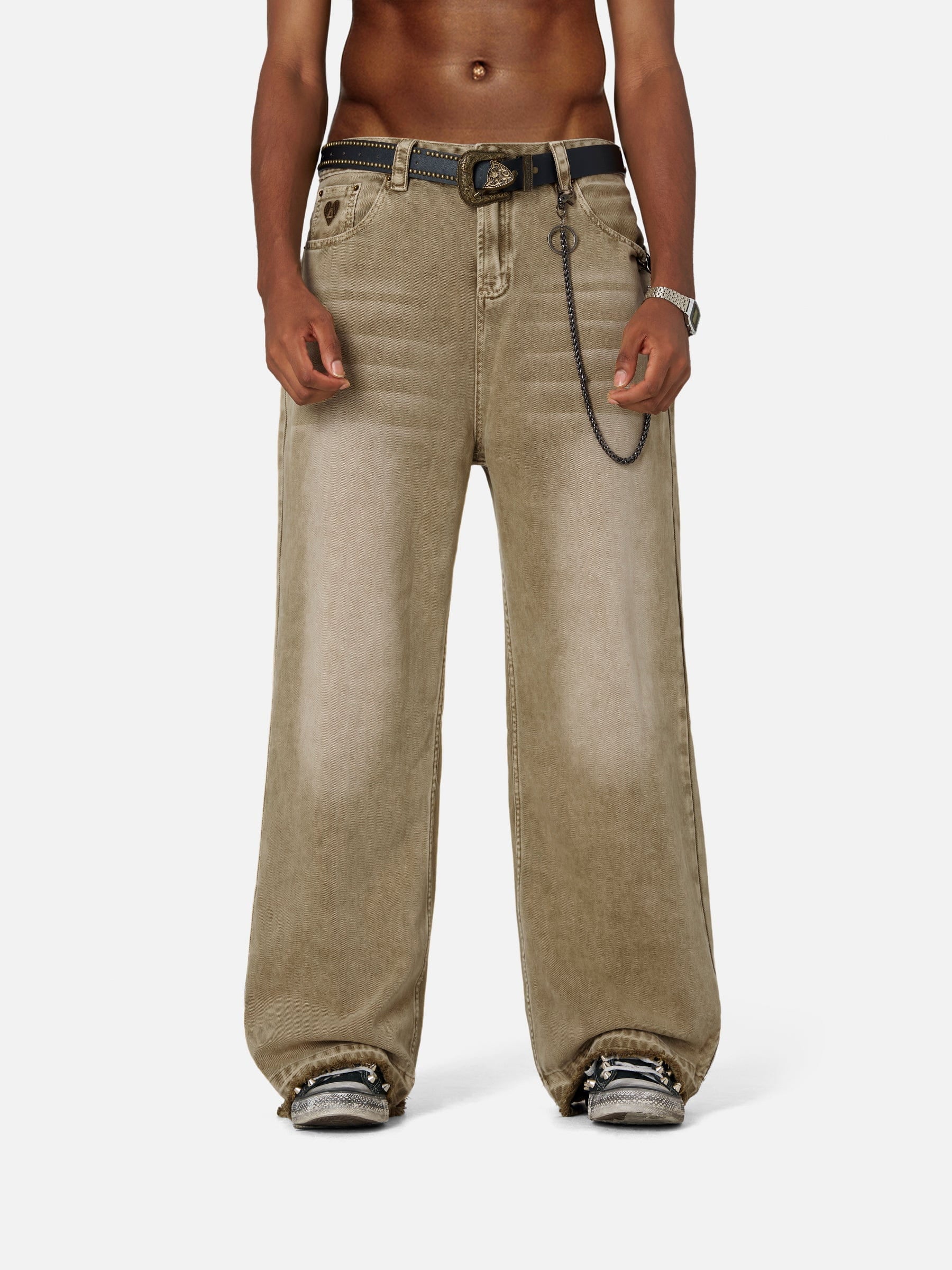 Aelfric Eden Baggy Brown Washed Jeans