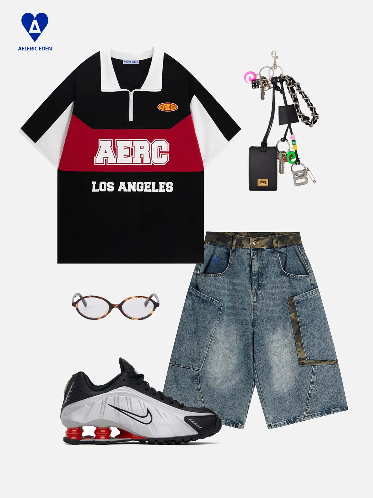 Aelfric Eden Stand Collar Color Blocking Tee