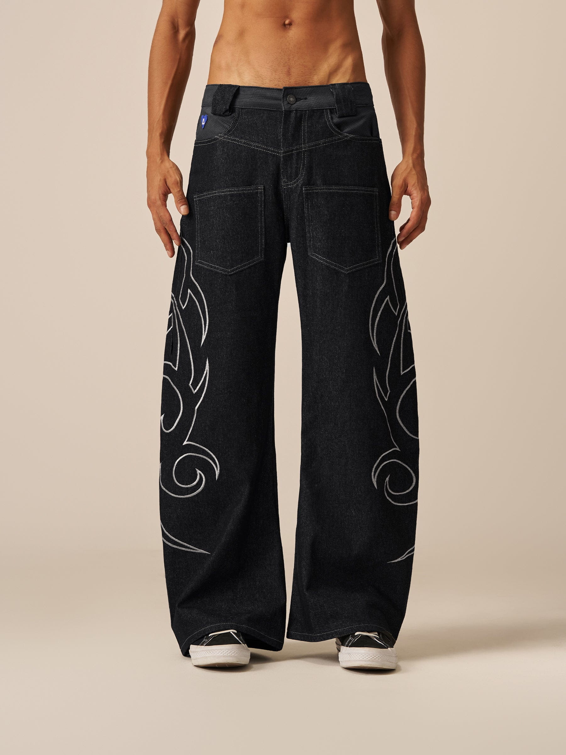 Aelfric Eden Baggy Barrel Embroidery Jeans