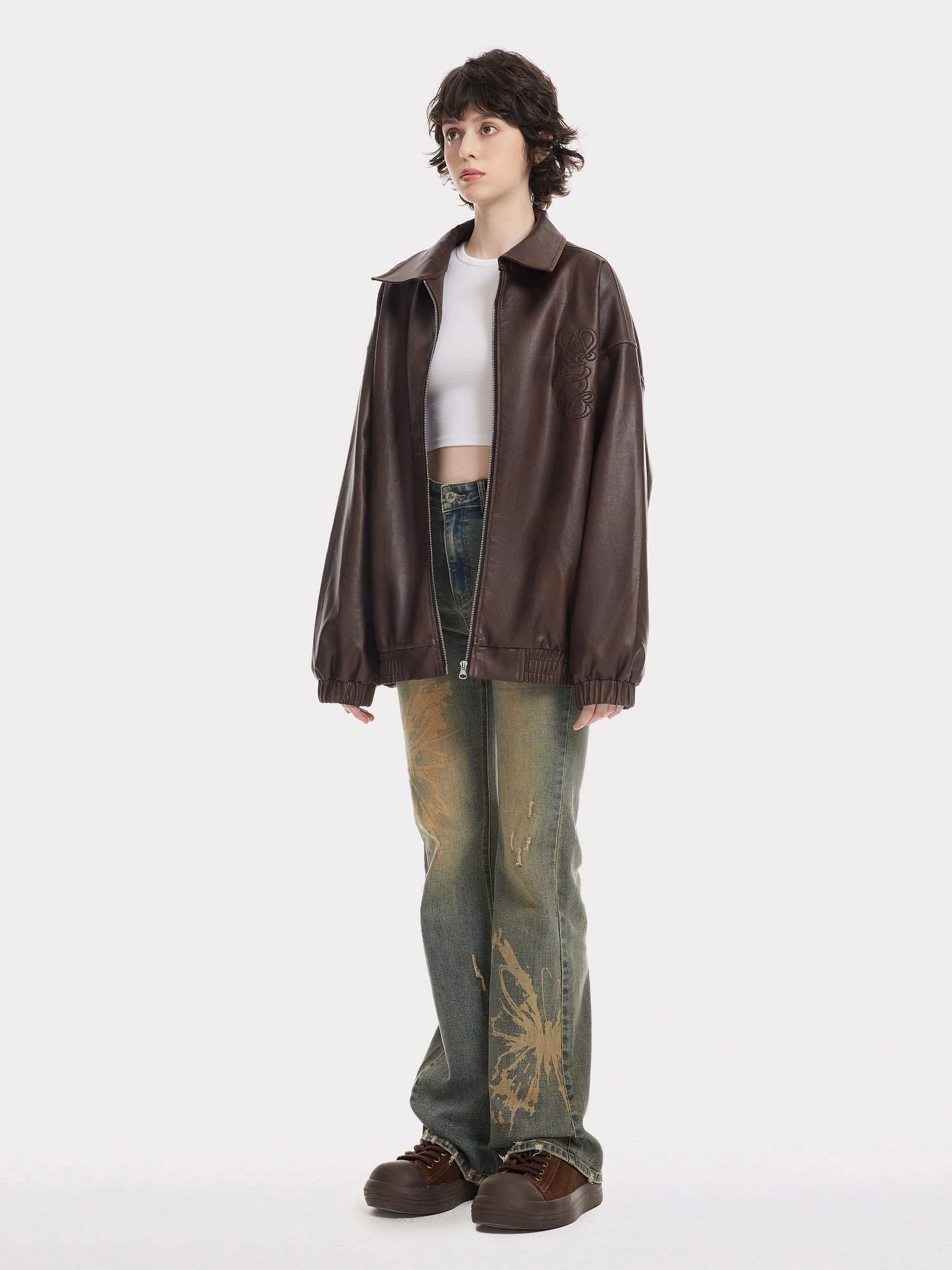 Aelfric Eden Embroidery Faux Leather Jacket