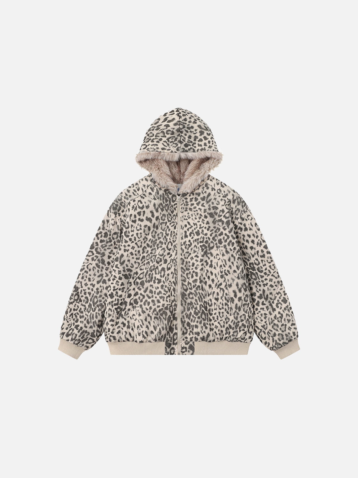 Aelfric Eden Leopard Faux Fur Collar Coat