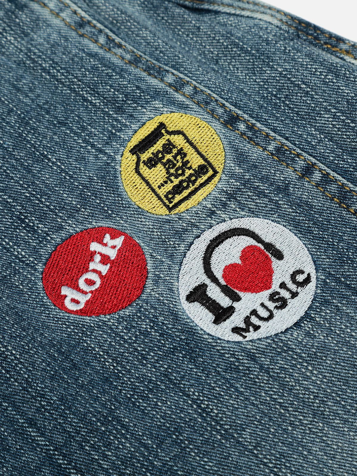 Aelfric Eden   Embroidery Baggy Barrel Jeans