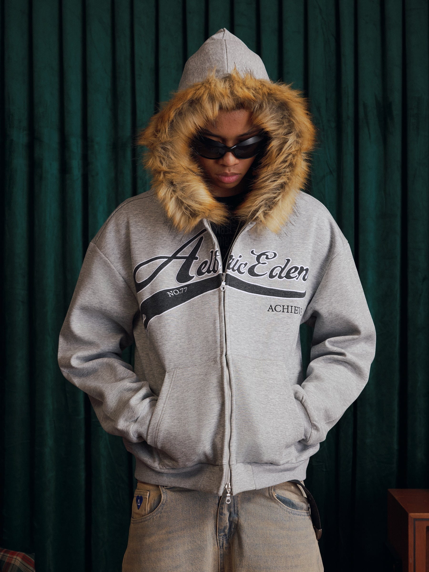 Aelfric Eden Boxy Faux Fur Collar Hoodie