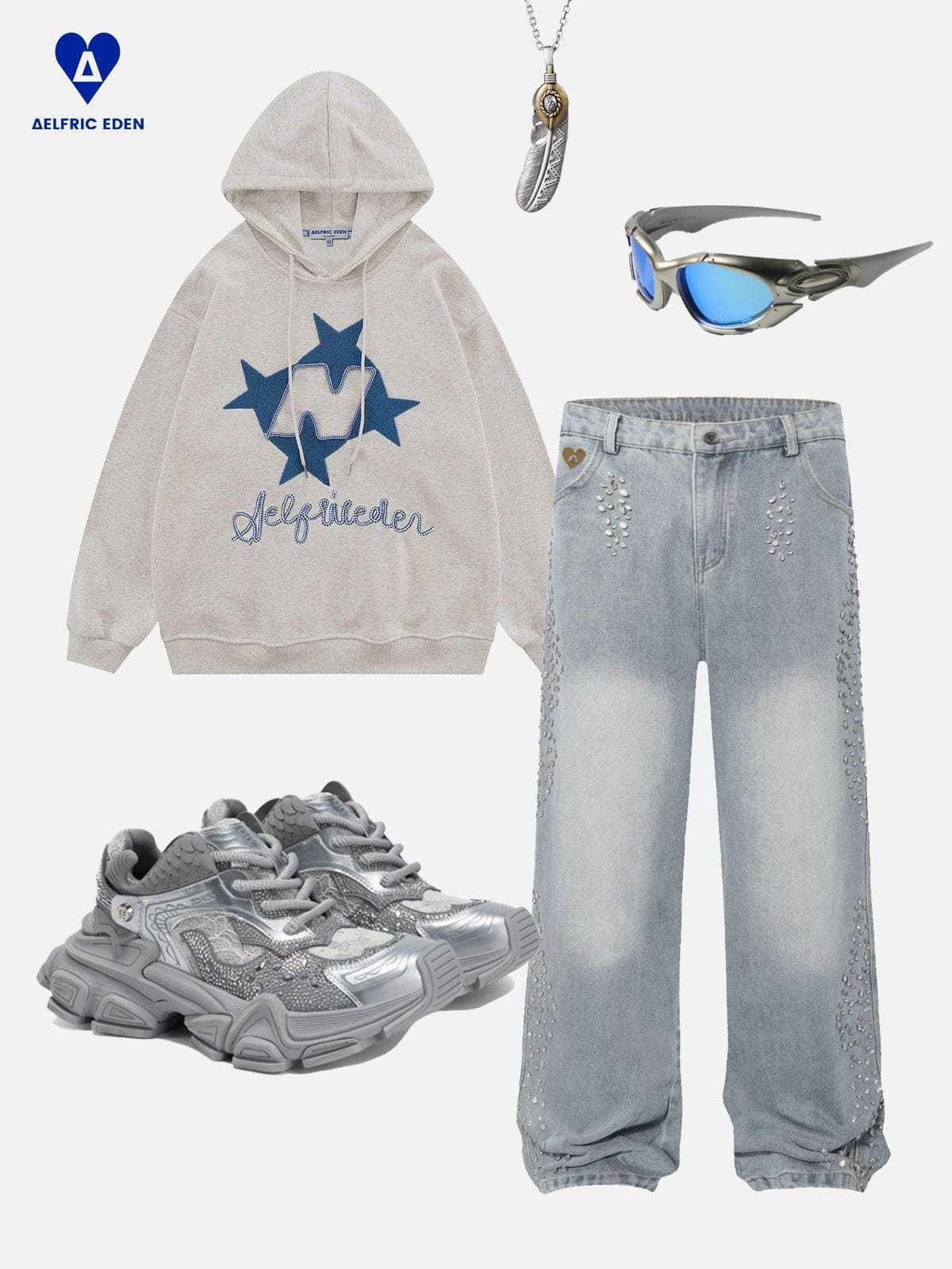 Aelfric Eden Rhinestone  Baggy Jeans