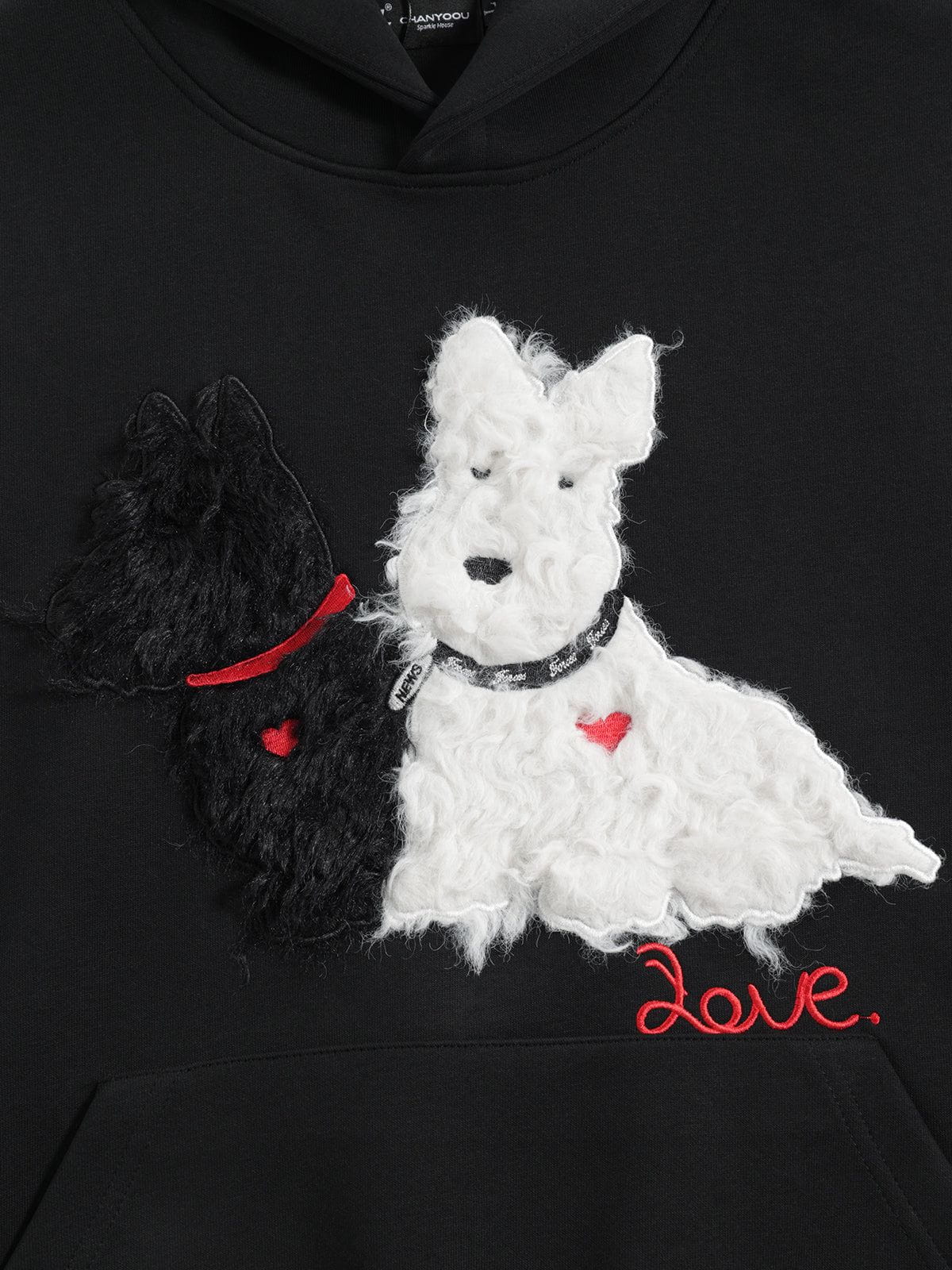 Aelfric Eden Oversized  Embroidery Puppy Pullover Hoodie