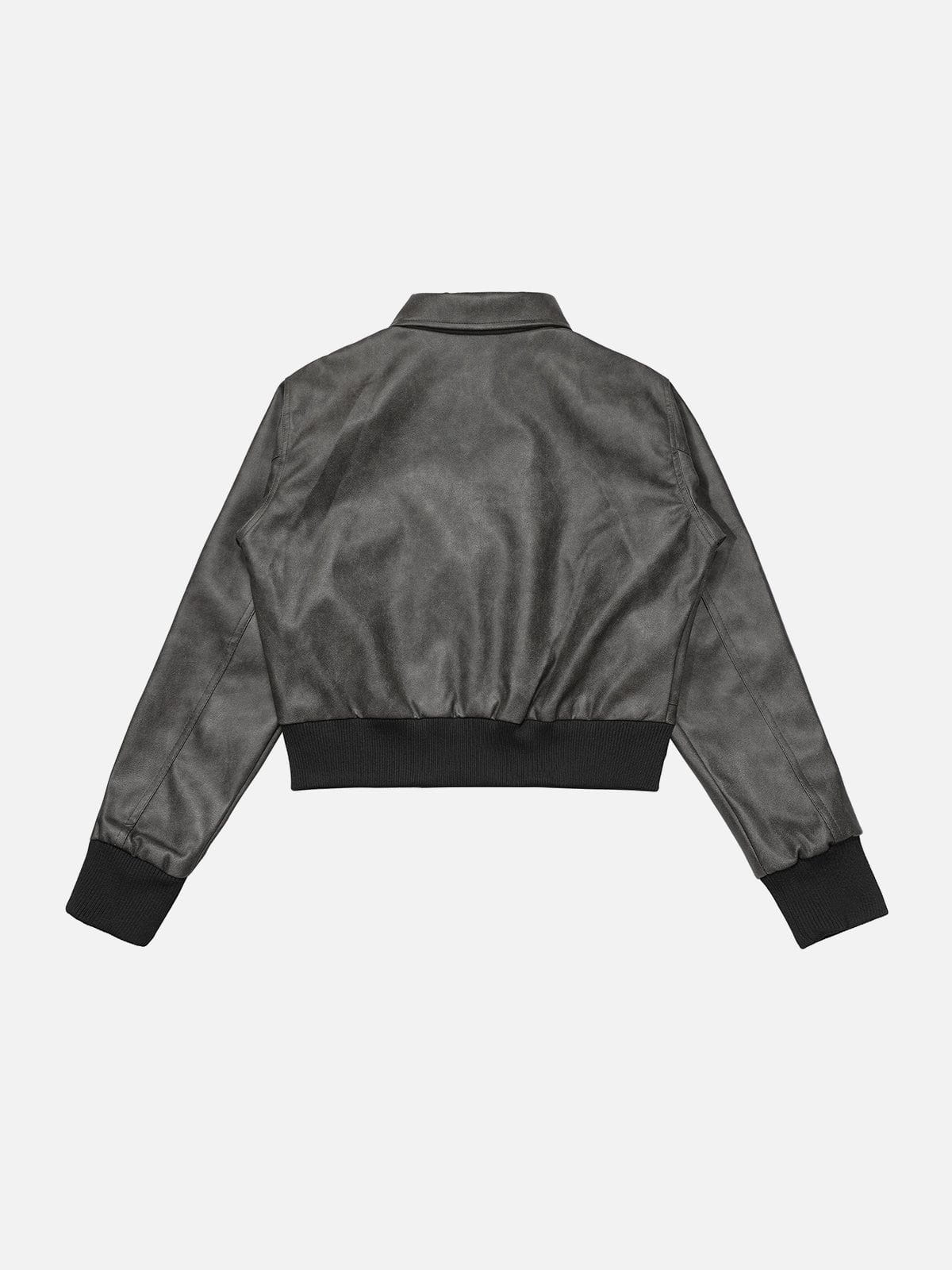 Aelfric Eden Metal Button Cropped Faux Leather Jacket