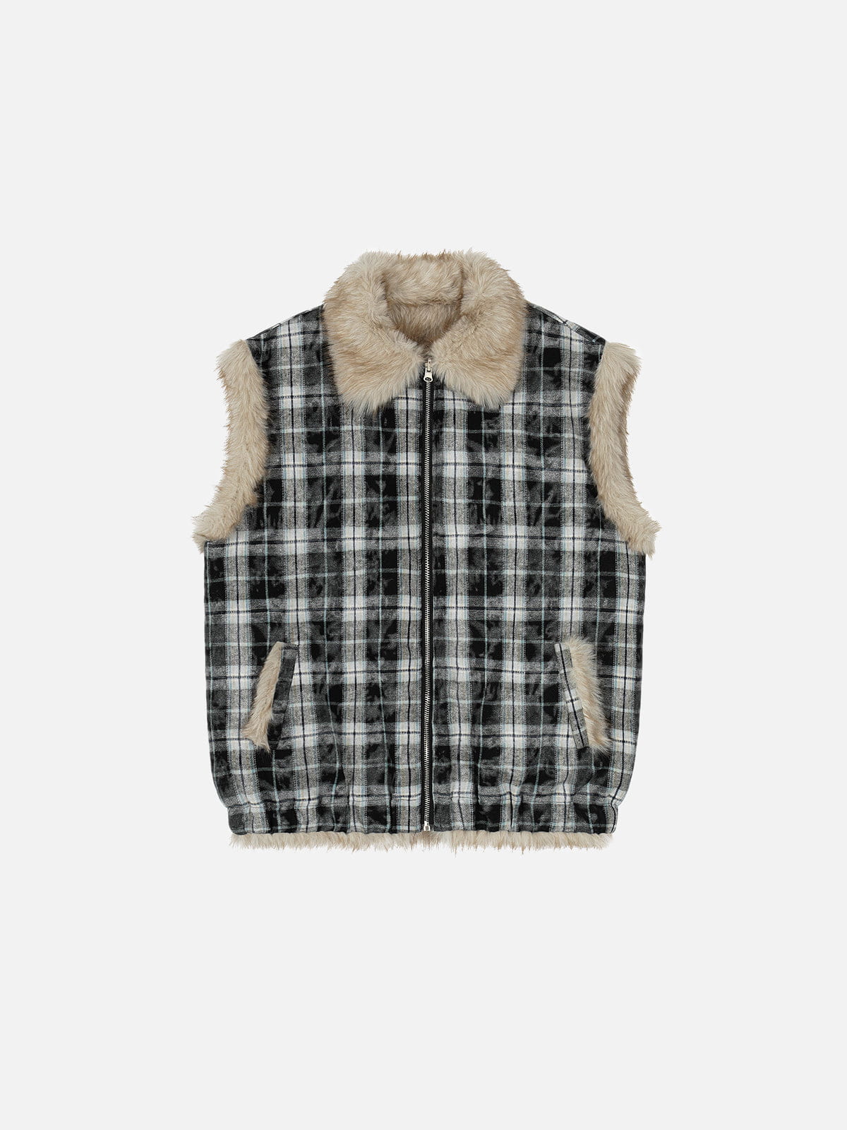 Aelfric Eden Reversible Plaid Faux Fur Vest