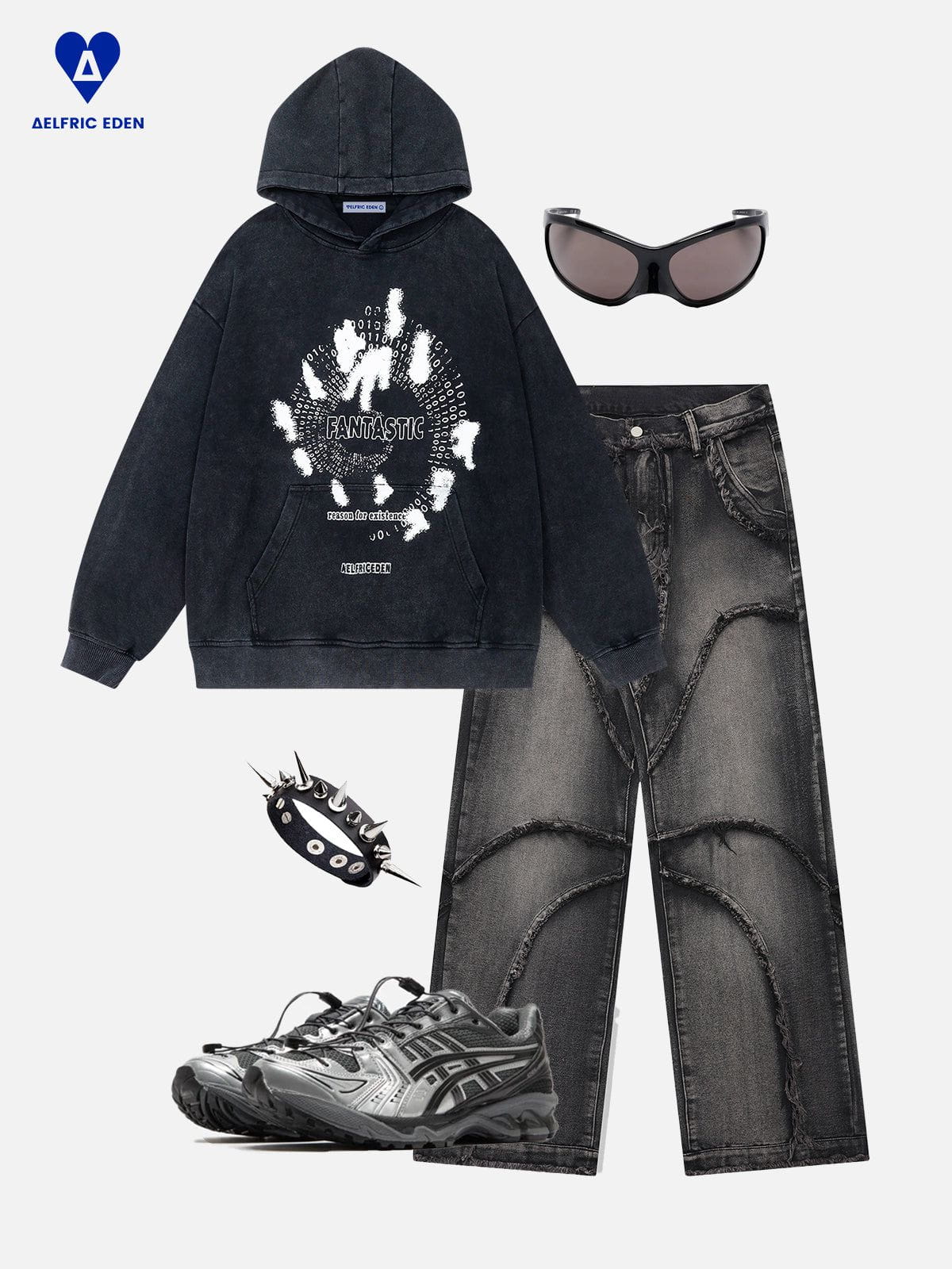 Aelfric Eden Abstract Shadow Graphic Washed Hoodie