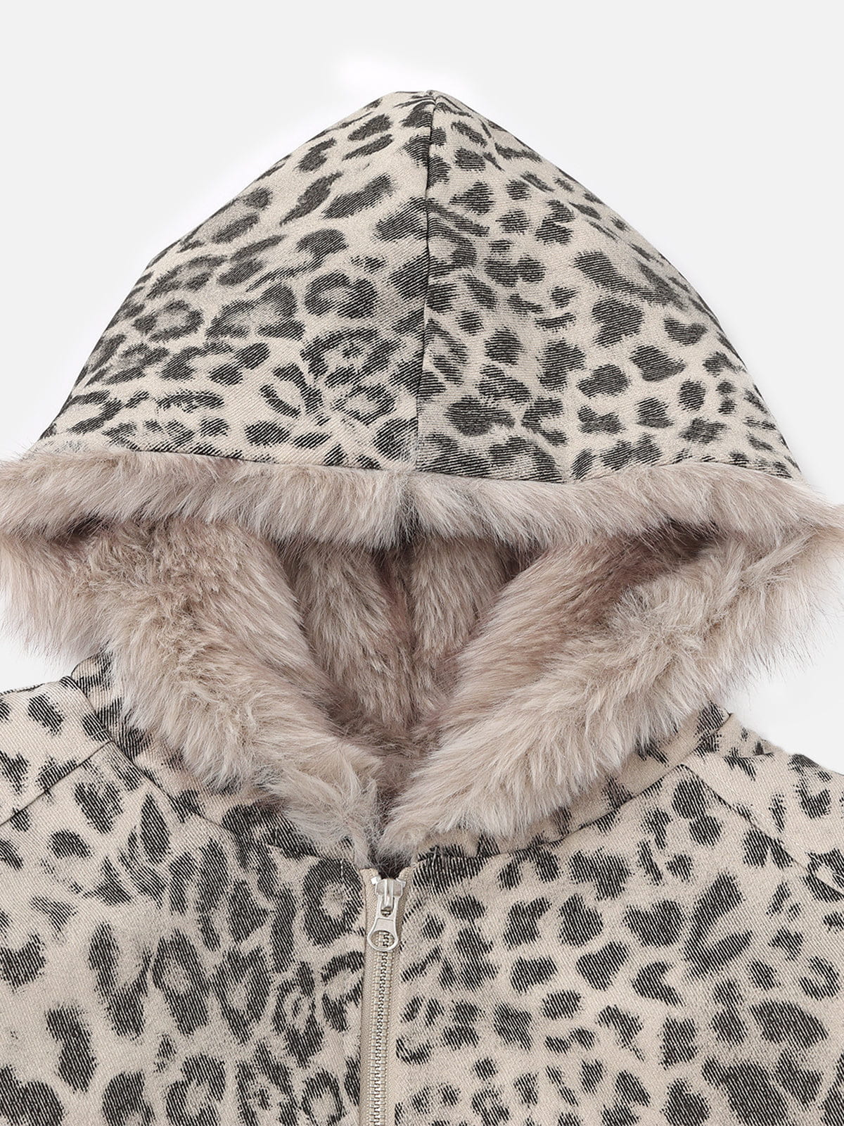 Aelfric Eden Leopard Faux Fur Collar Coat