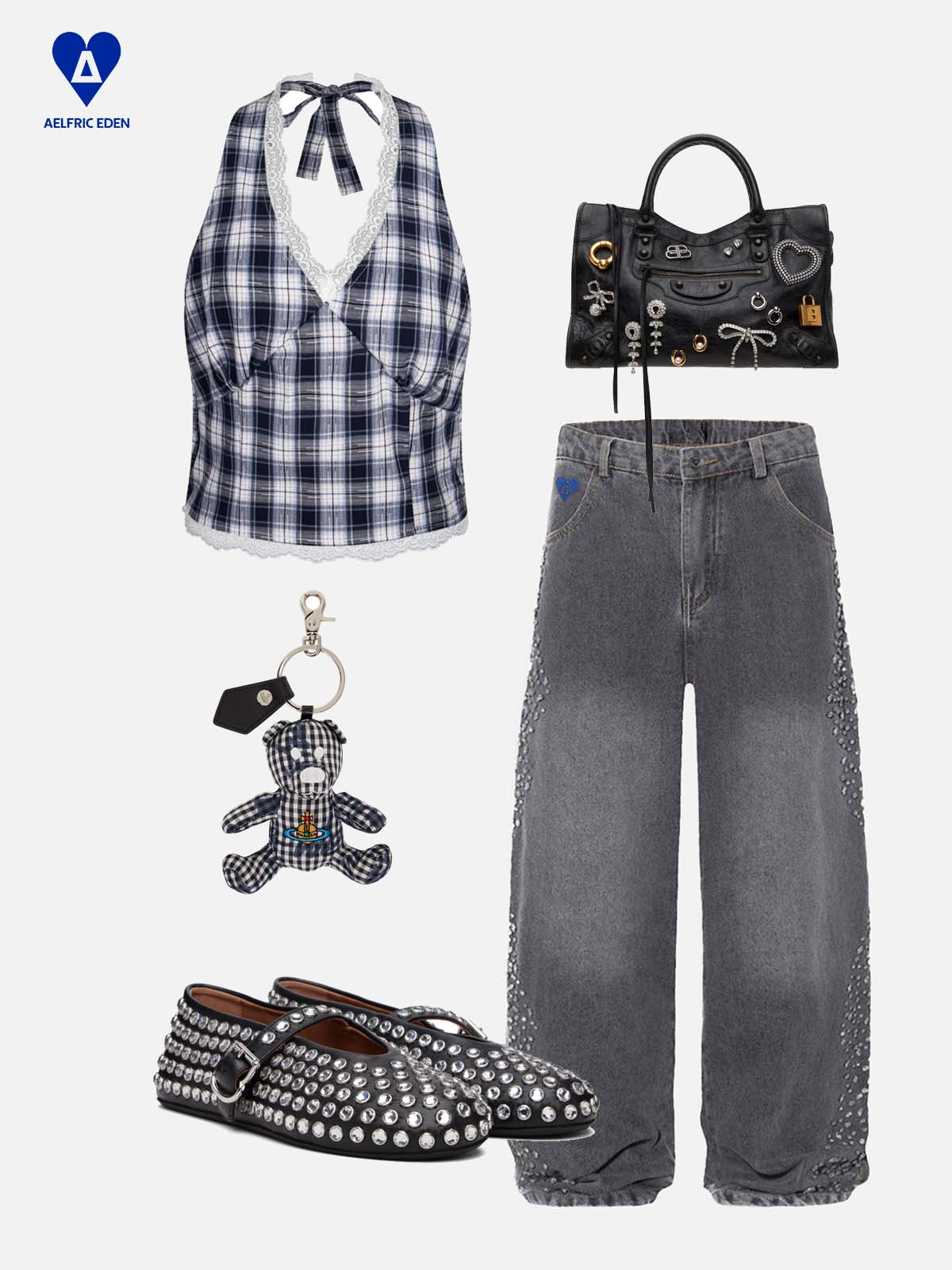 Aelfric Eden Rhinestone Baggy Jeans