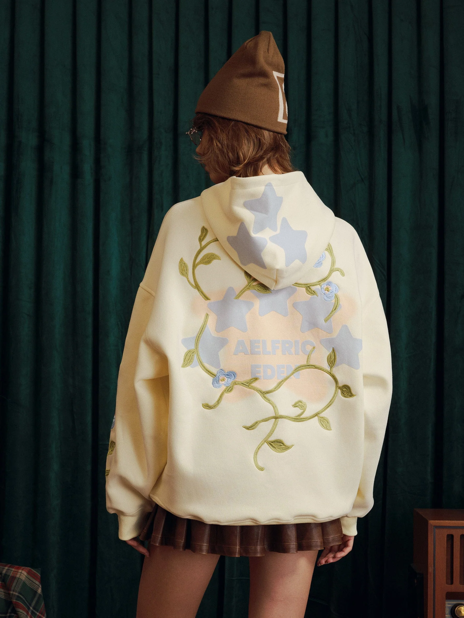 Aelfric Eden Star Rhinestone Floral Hoodie