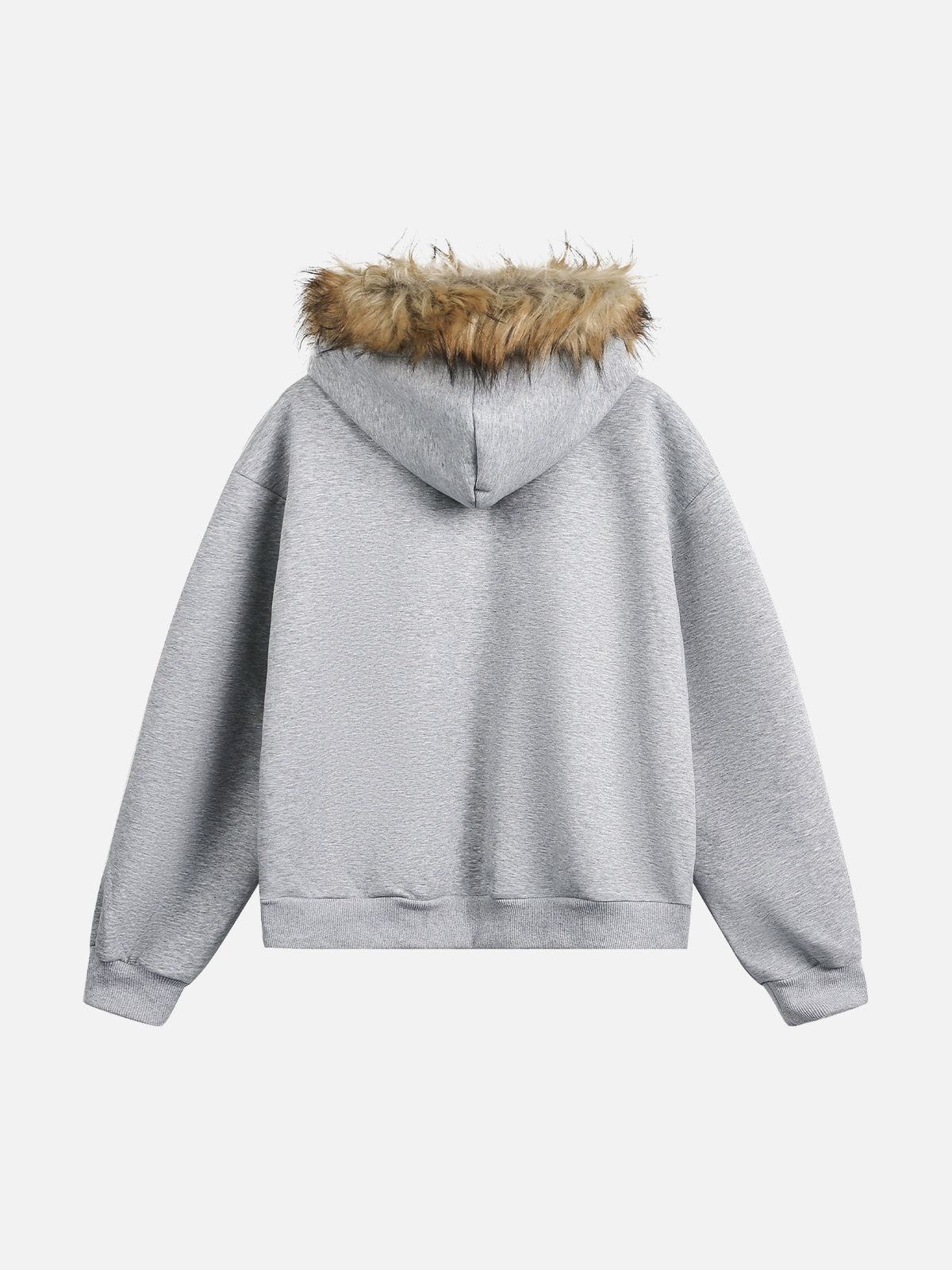 Aelfric Eden Boxy Faux Fur Collar Hoodie