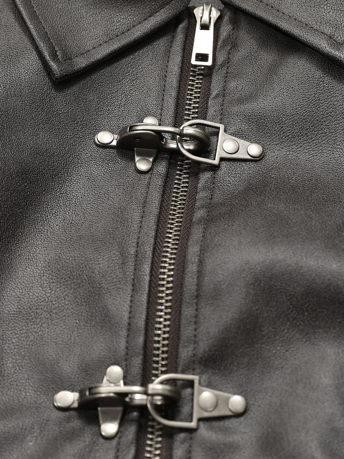 Aelfric Eden Metal Button Cropped Faux Leather Jacket