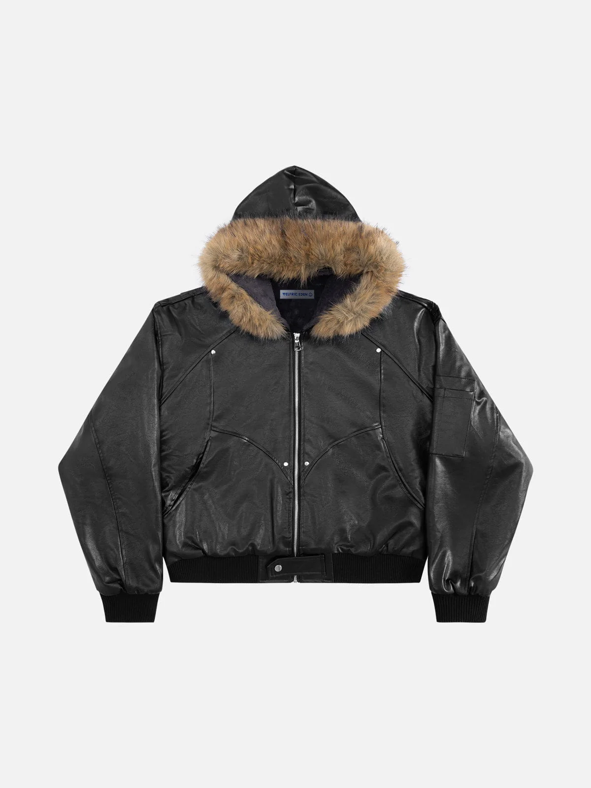 Aelfric Eden Faux Leather Fur Hooded Coat