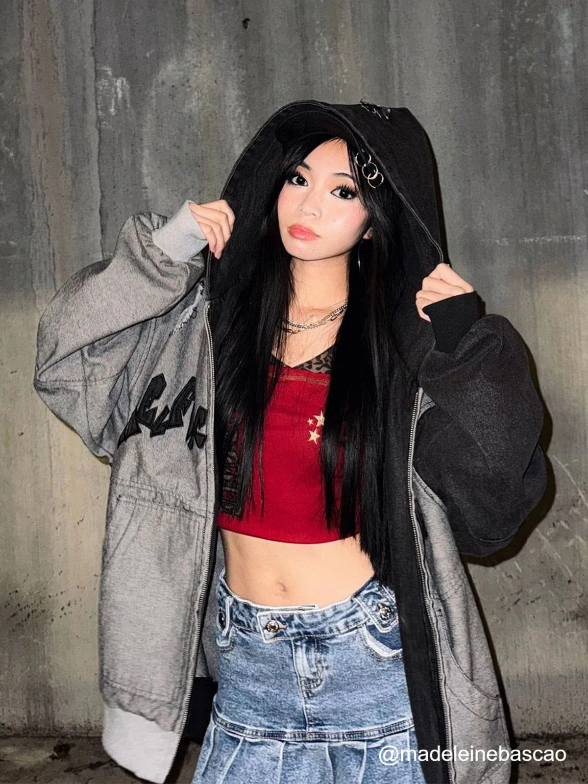 Aelfric Eden Denim Patchwork Zip Up Hoodie