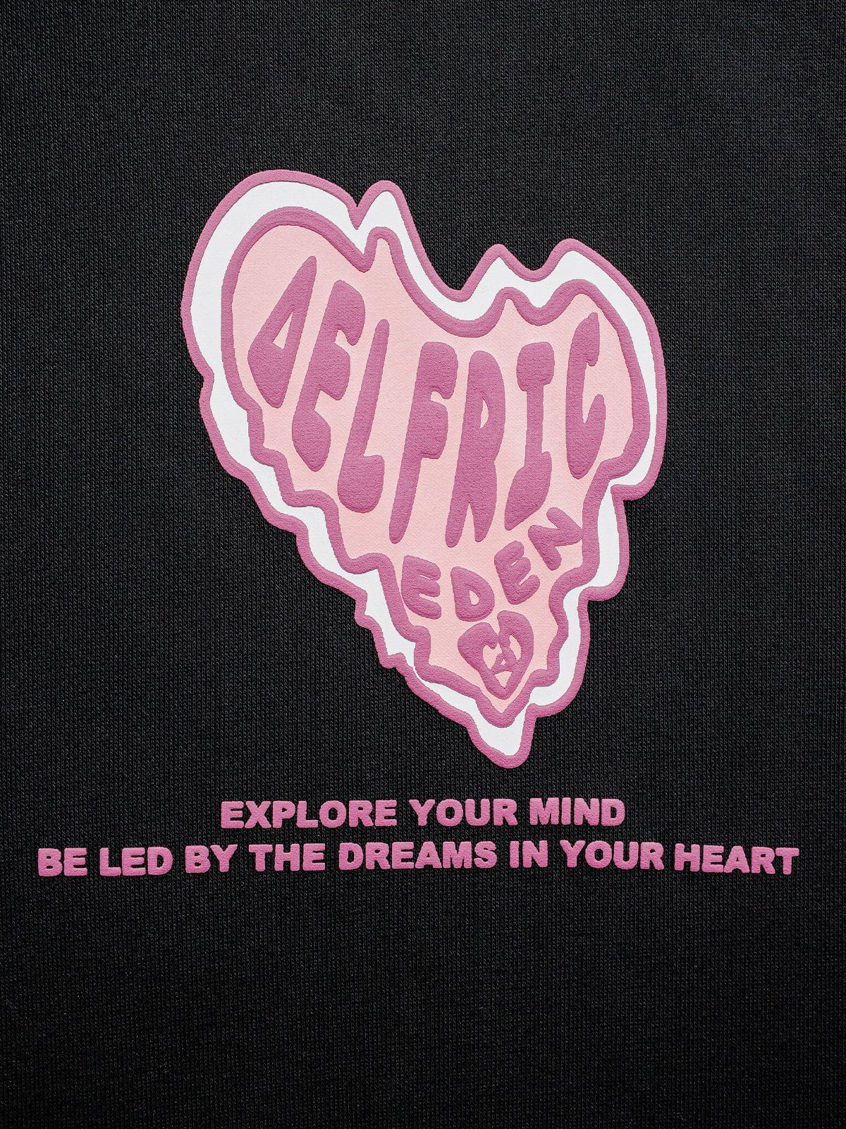 Aelfric Eden Pink Heart Graphic Pullover Hoodie