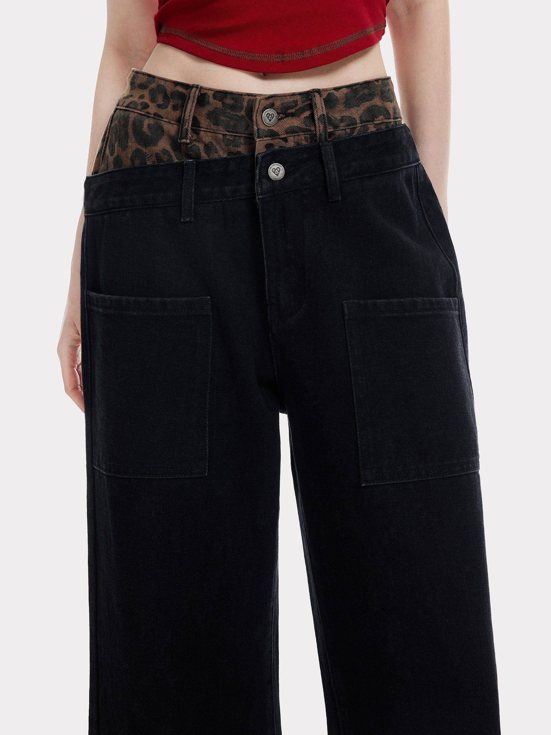 Aelfric Eden Leopard Double Waist Baggy Jeans