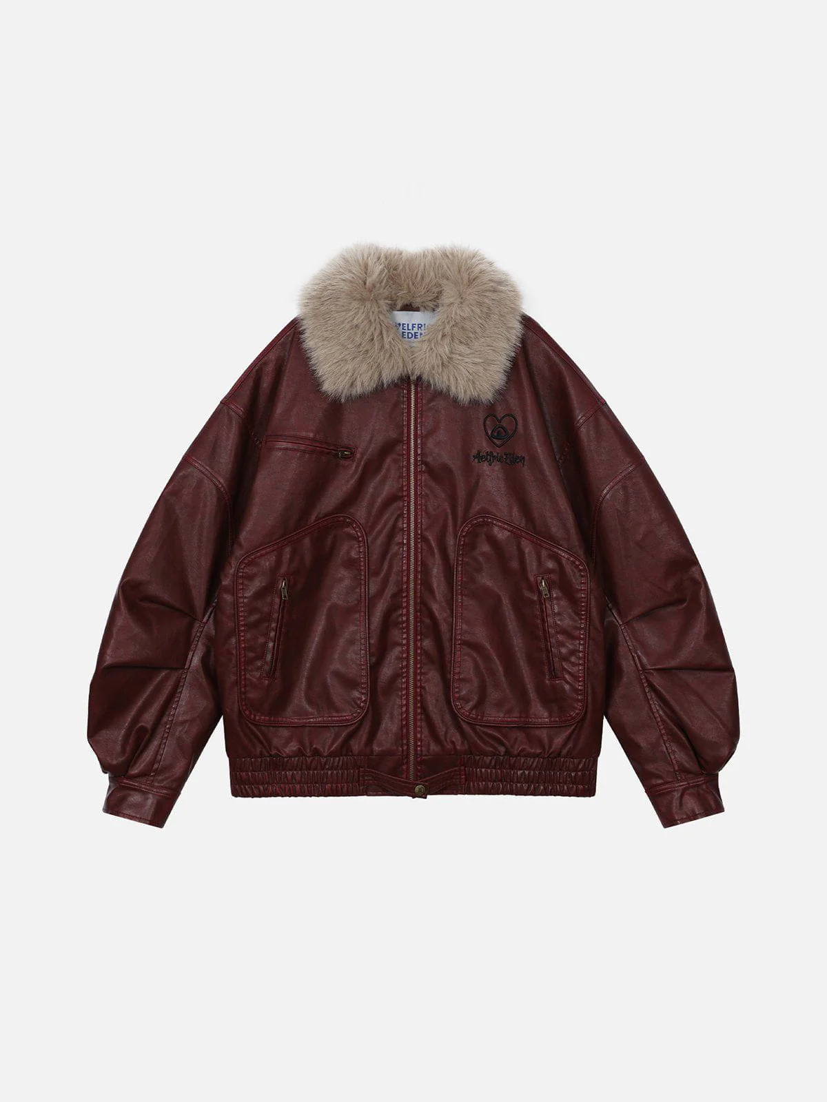 Aelfric Eden Detachable Collar Faux Leather Coat