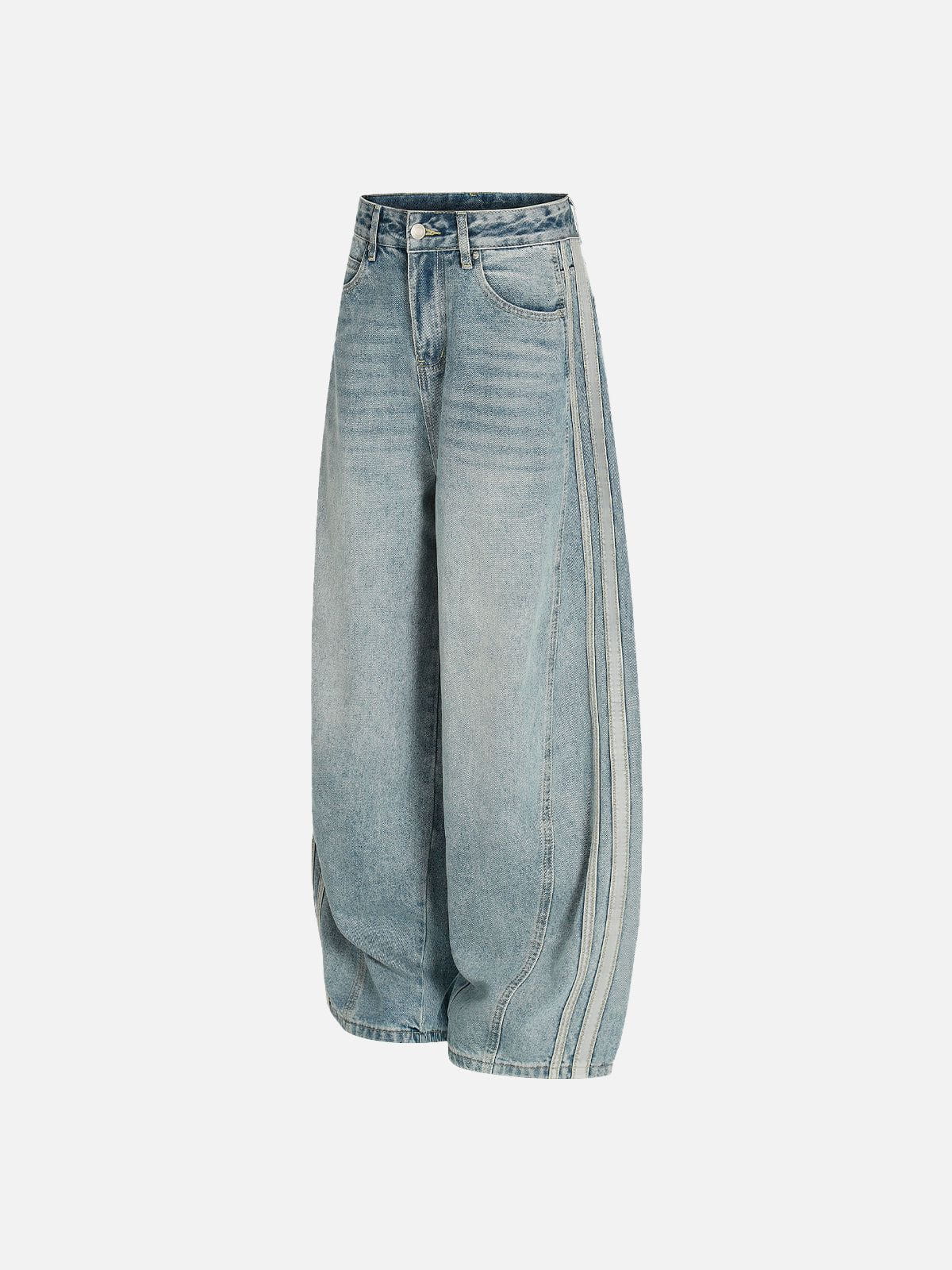 Aelfric Eden Stripe Whiskering Baggy Barrel Jeans