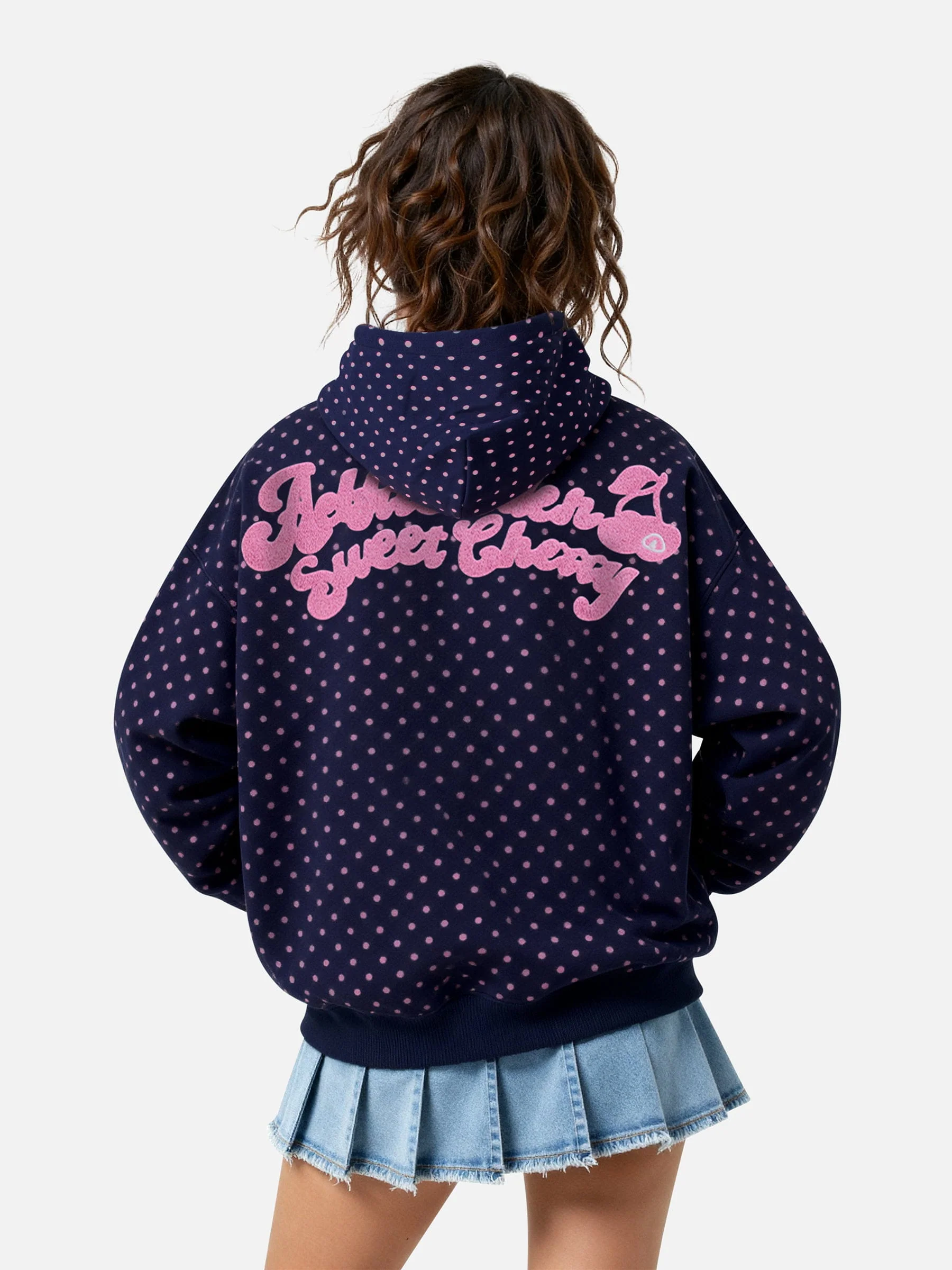Aelfric Eden Oversized Polka Dot Cherry Pullover Hoodie