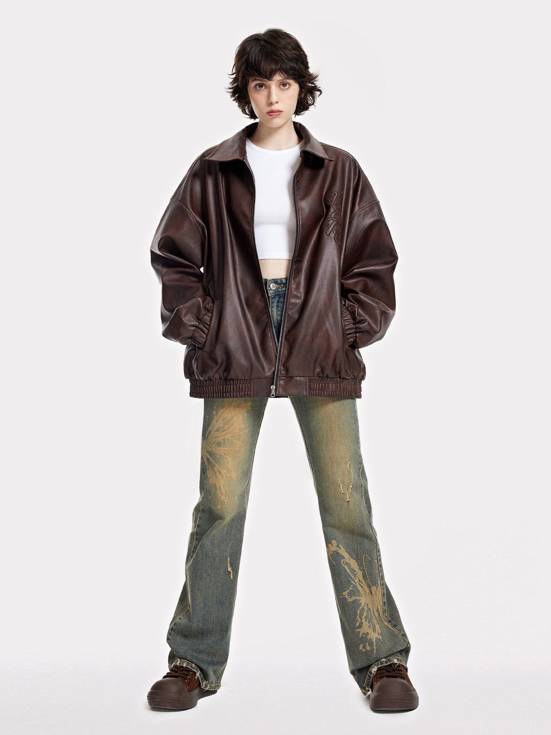 Aelfric Eden Embroidery Faux Leather Jacket