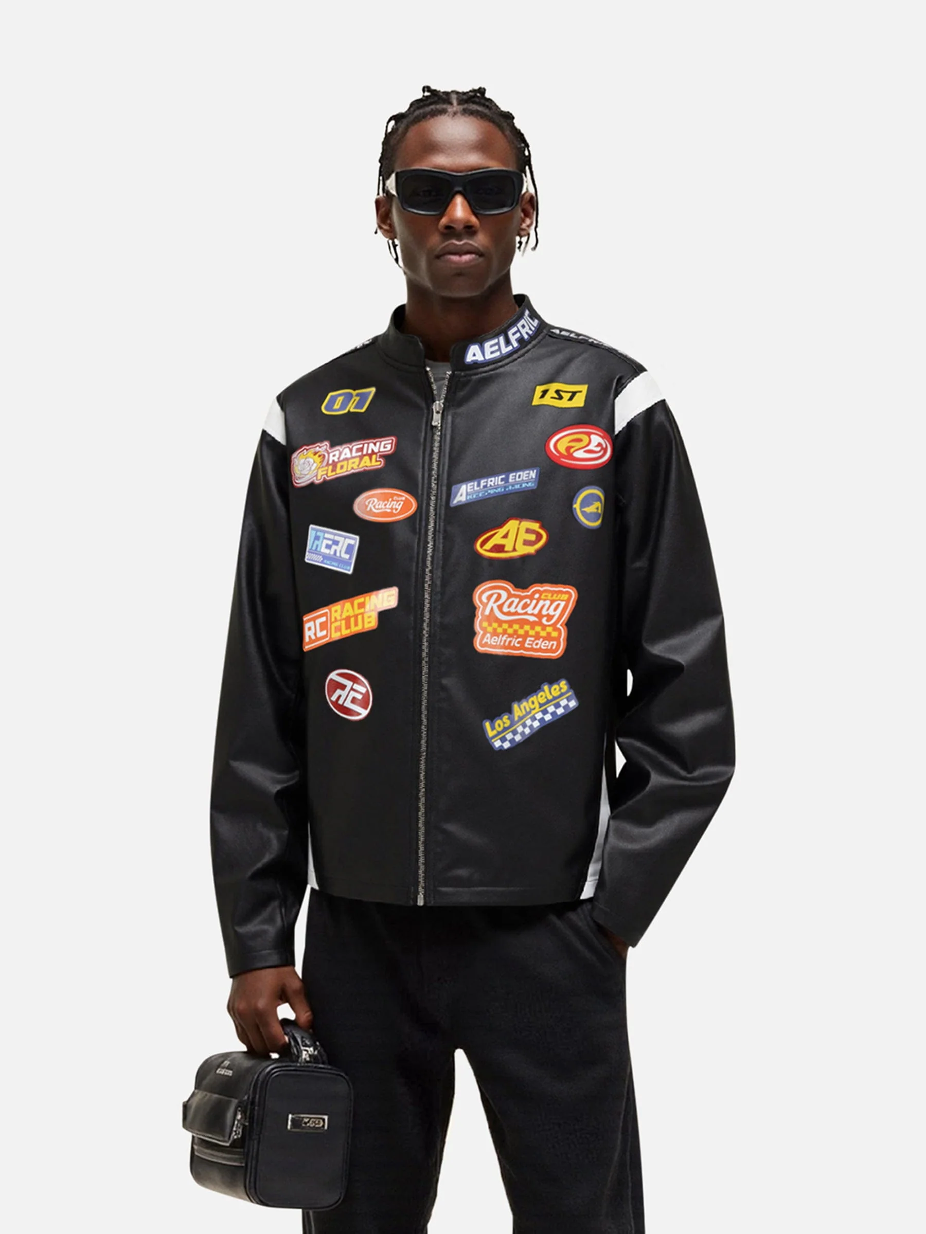 [Pre-Order] Aelfric Eden Racing Logo Patches Faux Leather Jacket