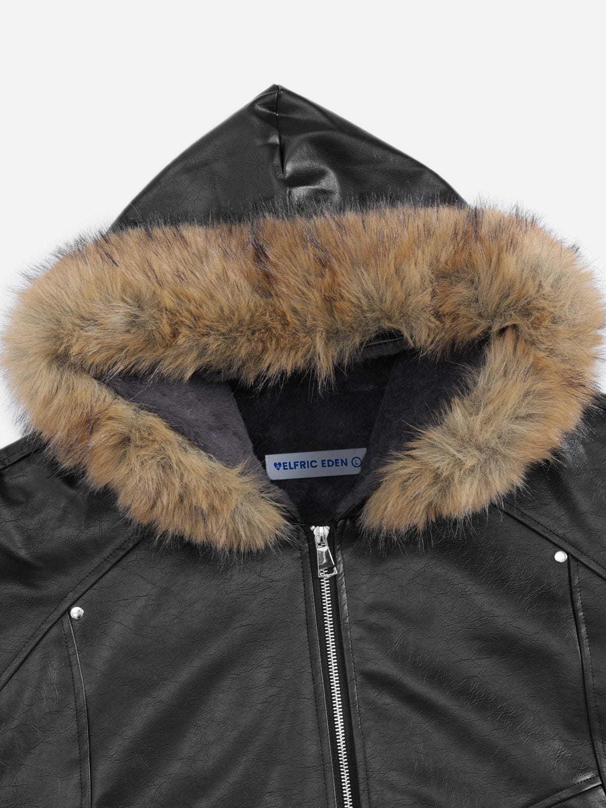 Aelfric Eden Faux Leather Fur Hooded Coat