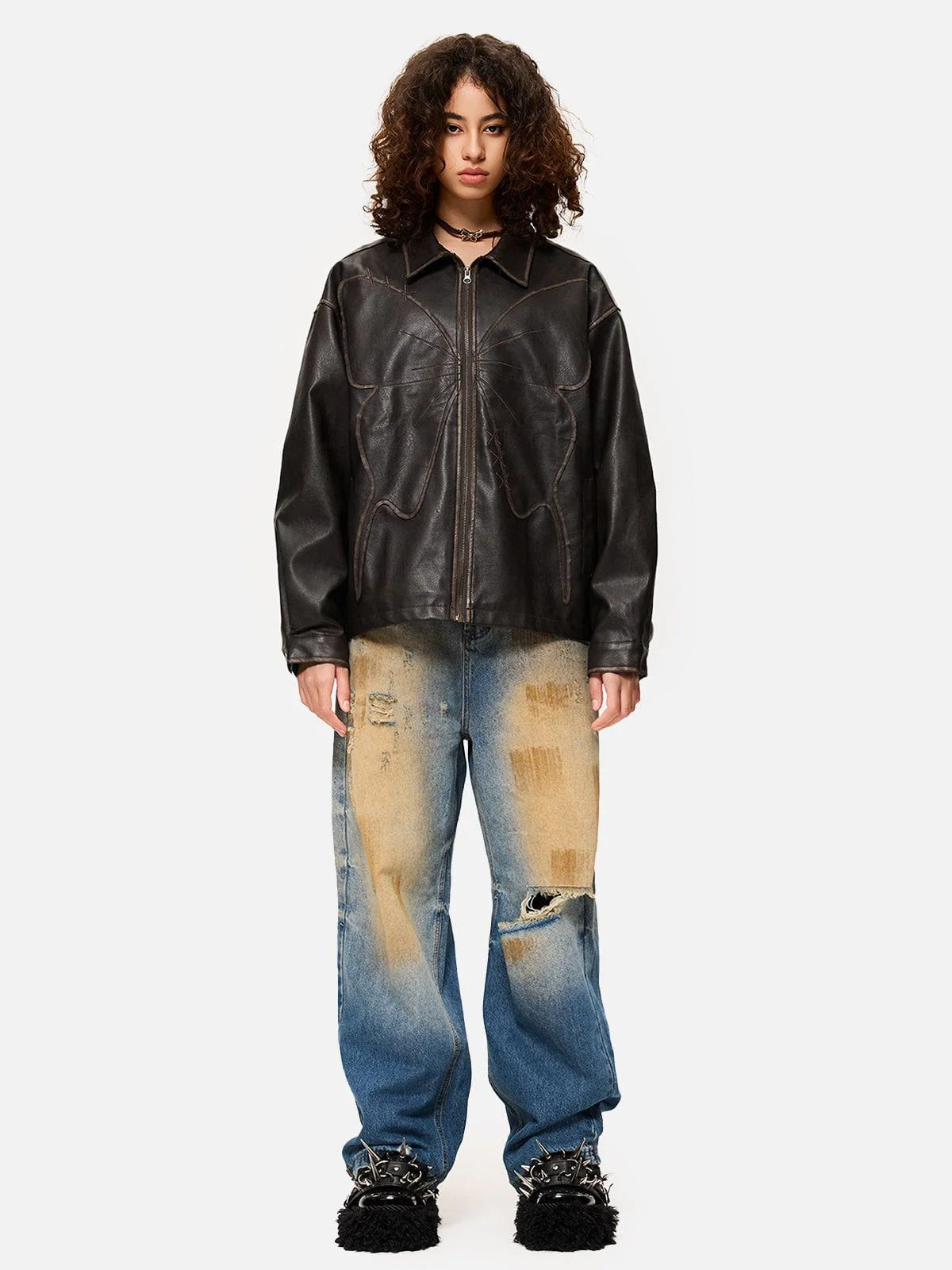 Aelfric Eden Butterfly Faux Leather Jacket