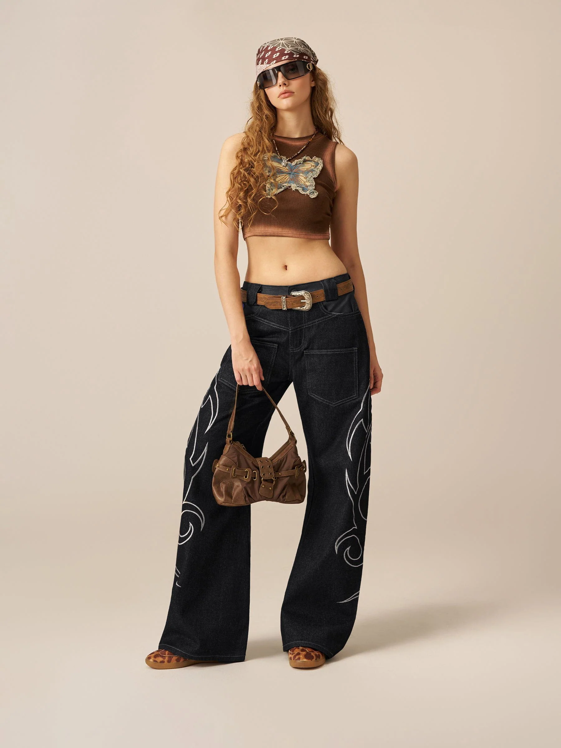 Aelfric Eden Baggy Barrel Embroidery Jeans